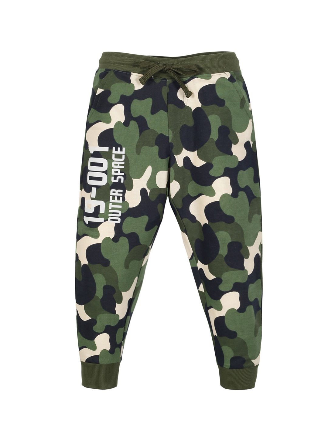 

PLUM TREE Boys Camouflage Printed Pure Cotton Joggers, Green