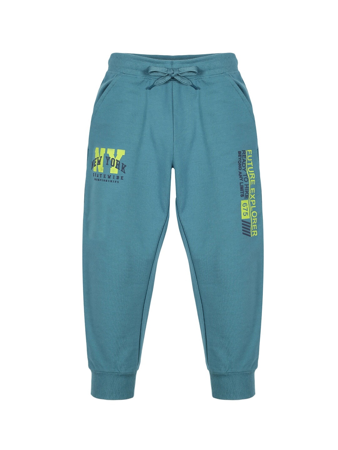 

PLUM TREE Boys Regular Fit Pure Cotton Joggers, Turquoise blue