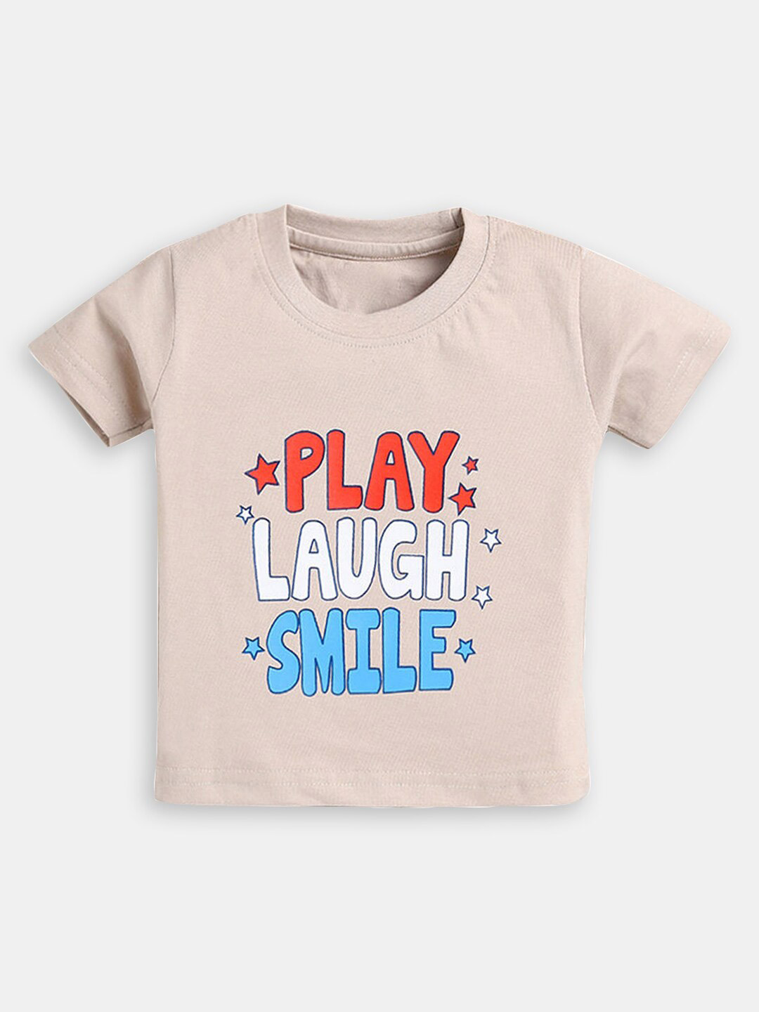

Hopscotch Infant Boys Typography Round Neck Cotton T-shirt, Beige