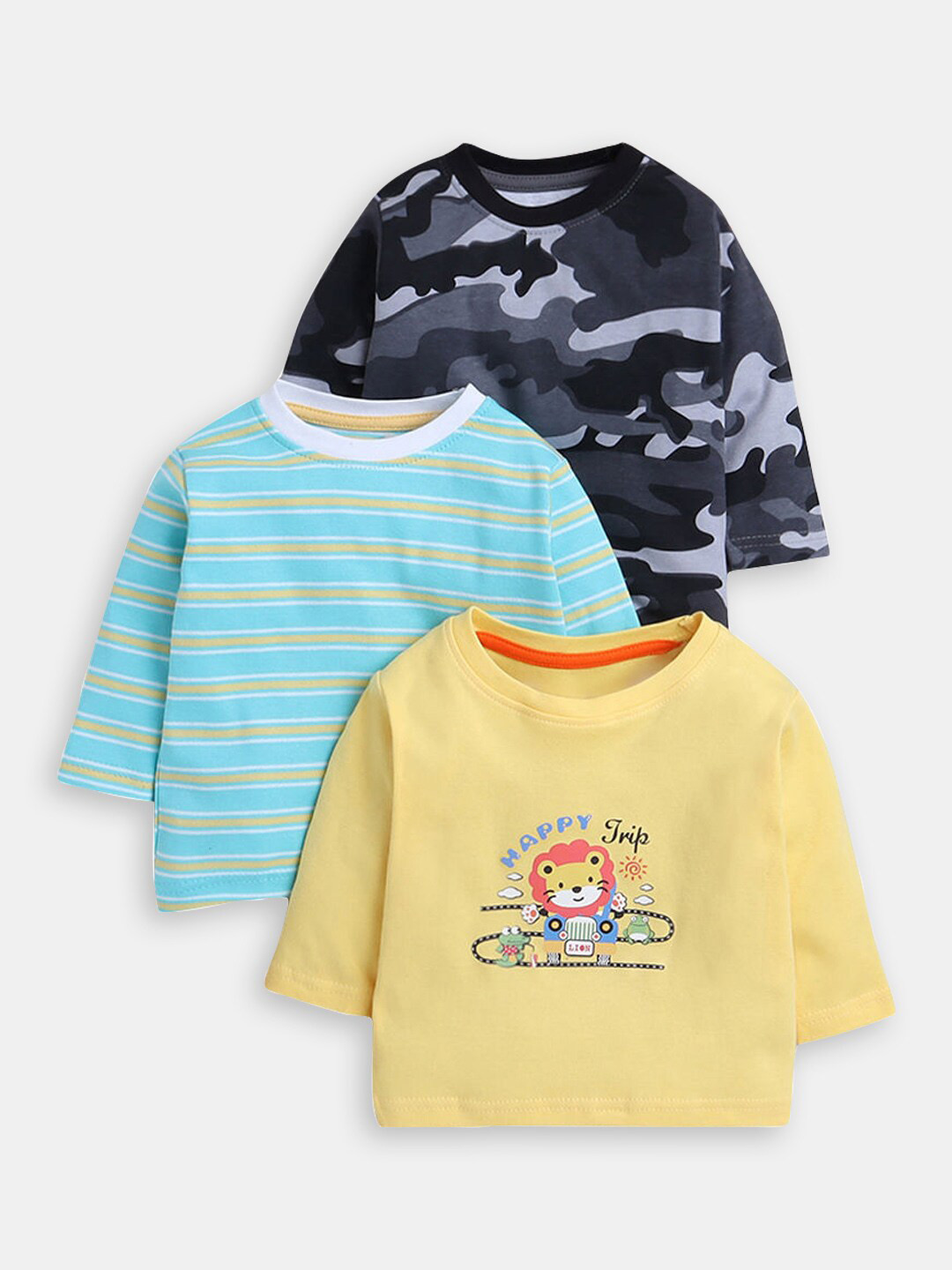 

Hopscotch Boys Pack Of 3 Camouflage Printed Cotton T-shirts, Black
