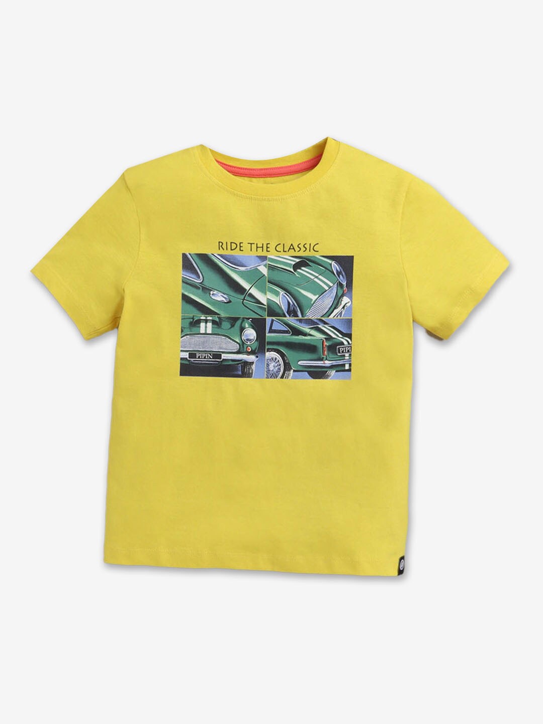 

Hopscotch Boys Graphic Printed Round Neck Cotton T-shirt, Yellow