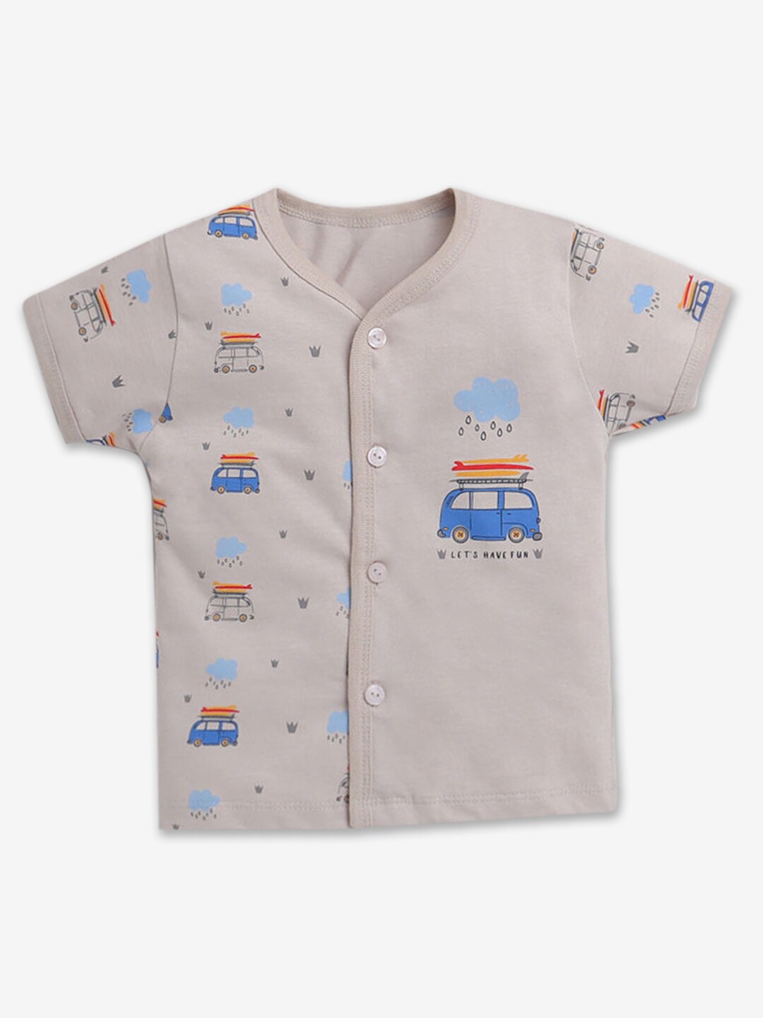 

Hopscotch Kids Graphic Printed V-Neck Cotton T-shirt, Grey