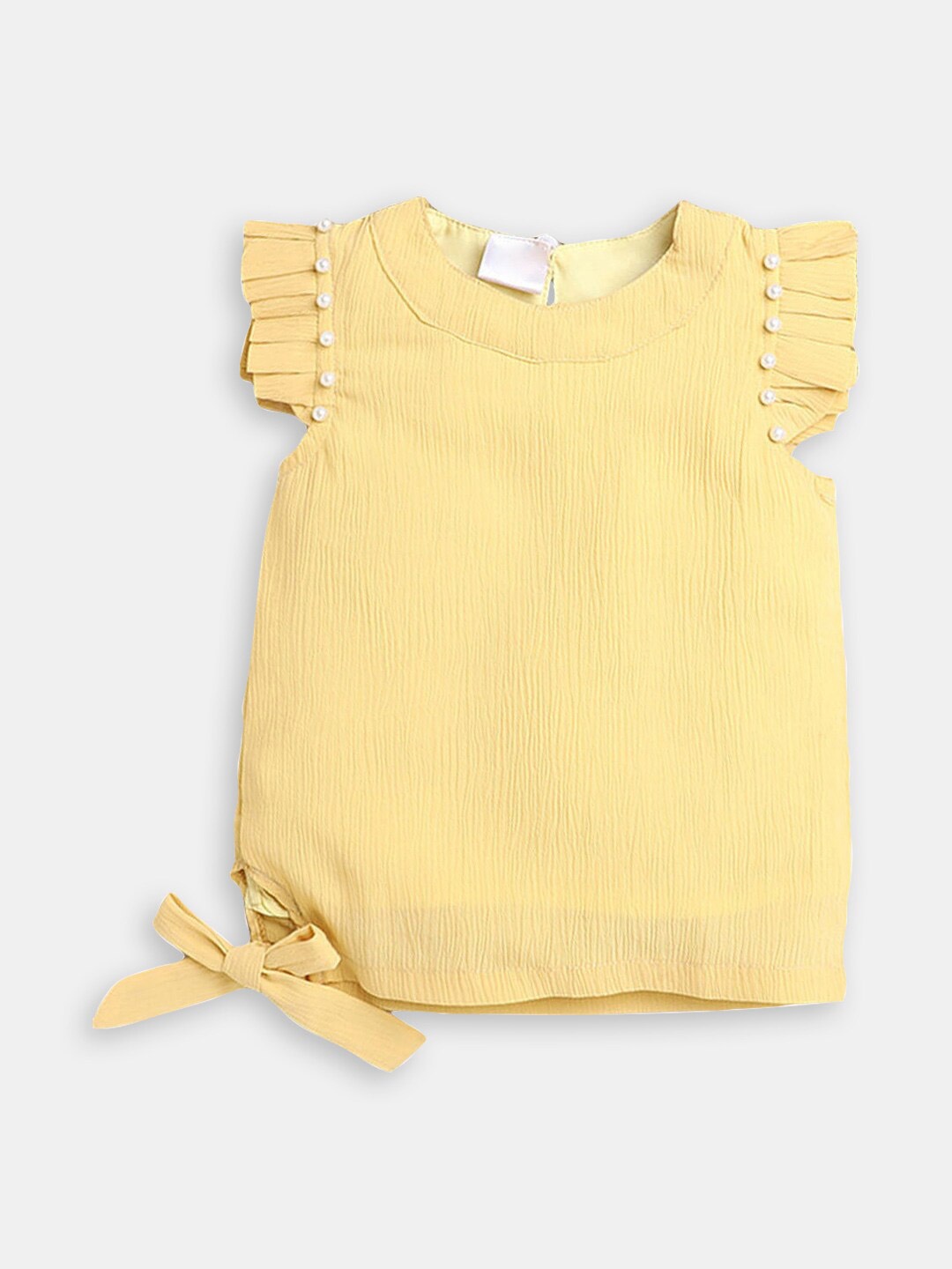 

Hopscotch Girls Flutter Sleeves Tie-Ups Casual Top, Yellow