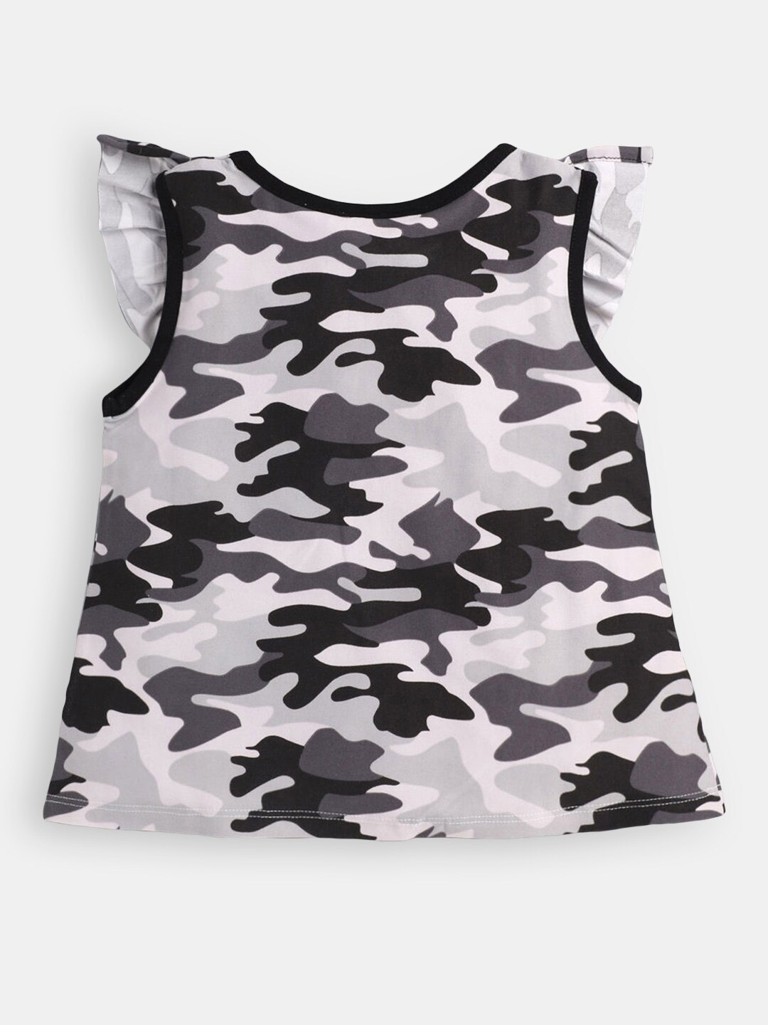 

Hopscotch Girls Camouflage Printed Round Neck T-shirt, White