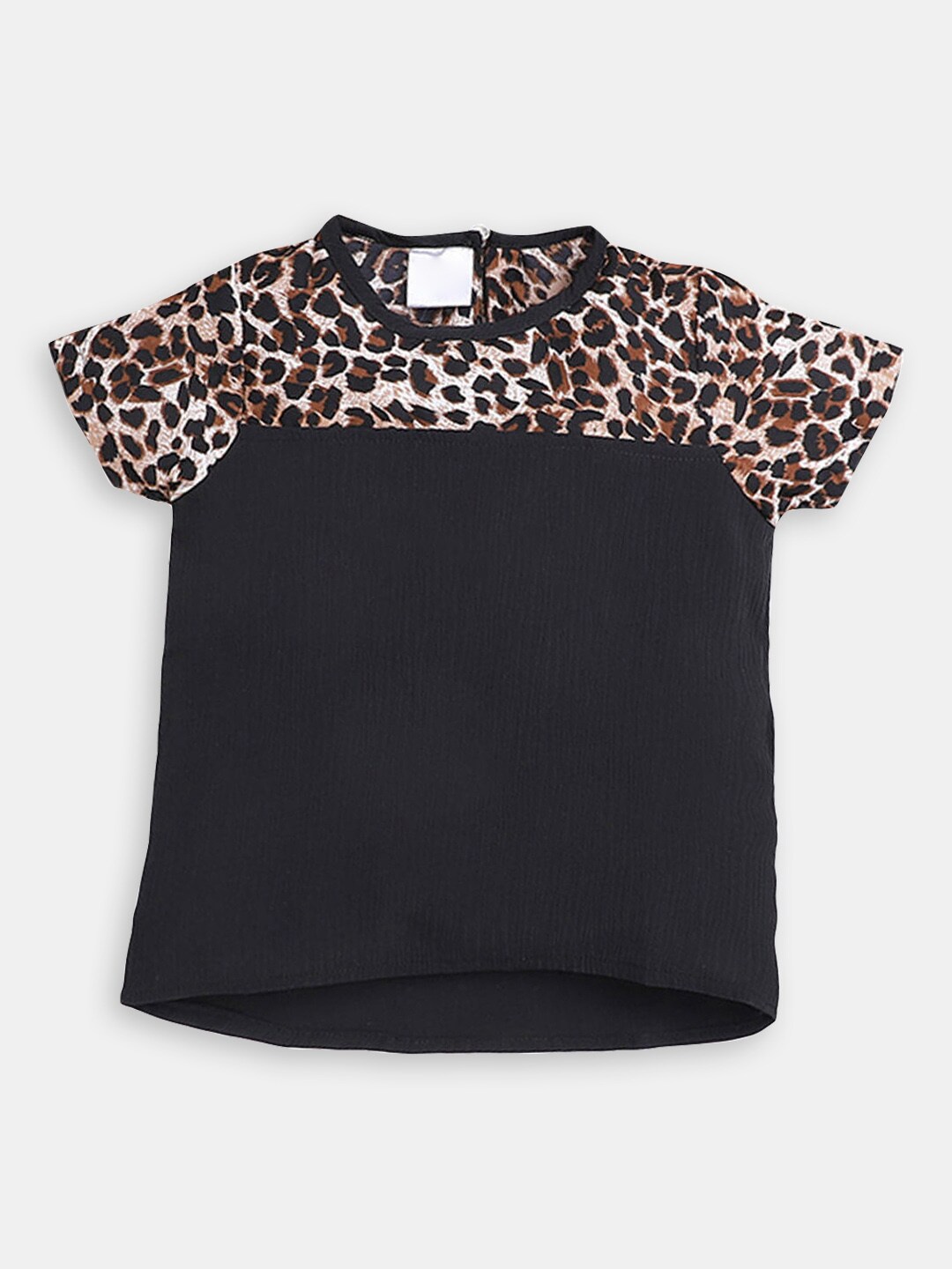 

Hopscotch Girls Animal Printed Round Neck Top, Black