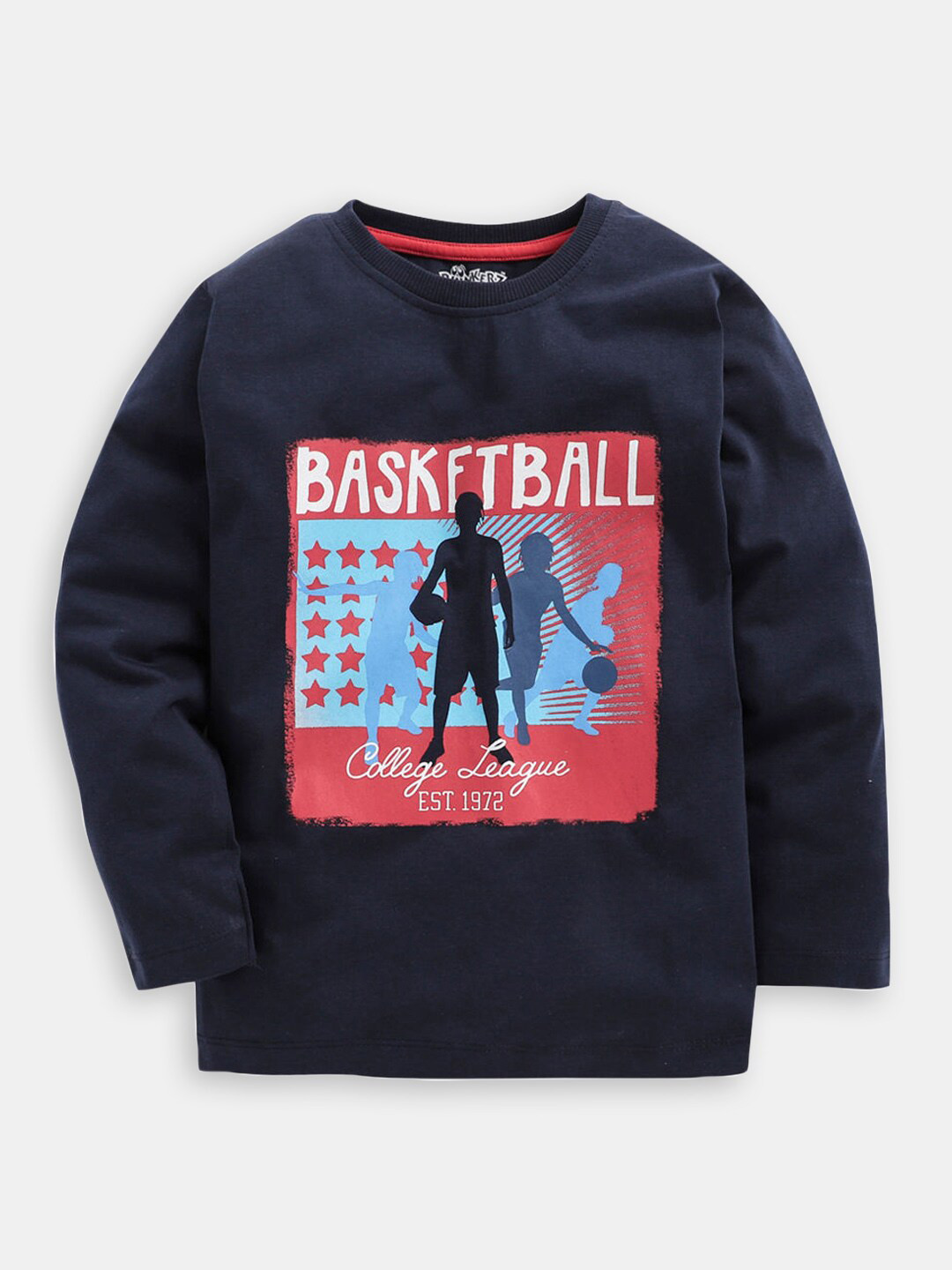 

Hopscotch Boys Graphic Printed Cotton T-shirt, Navy blue