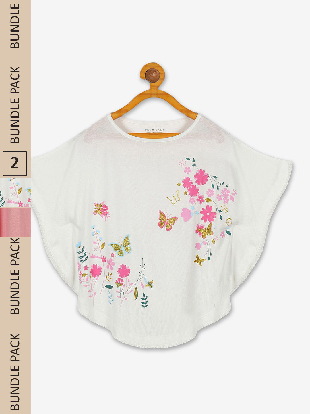 

Hopscotch Girls Pack Of 2 Floral Printed Cotton Tops, White