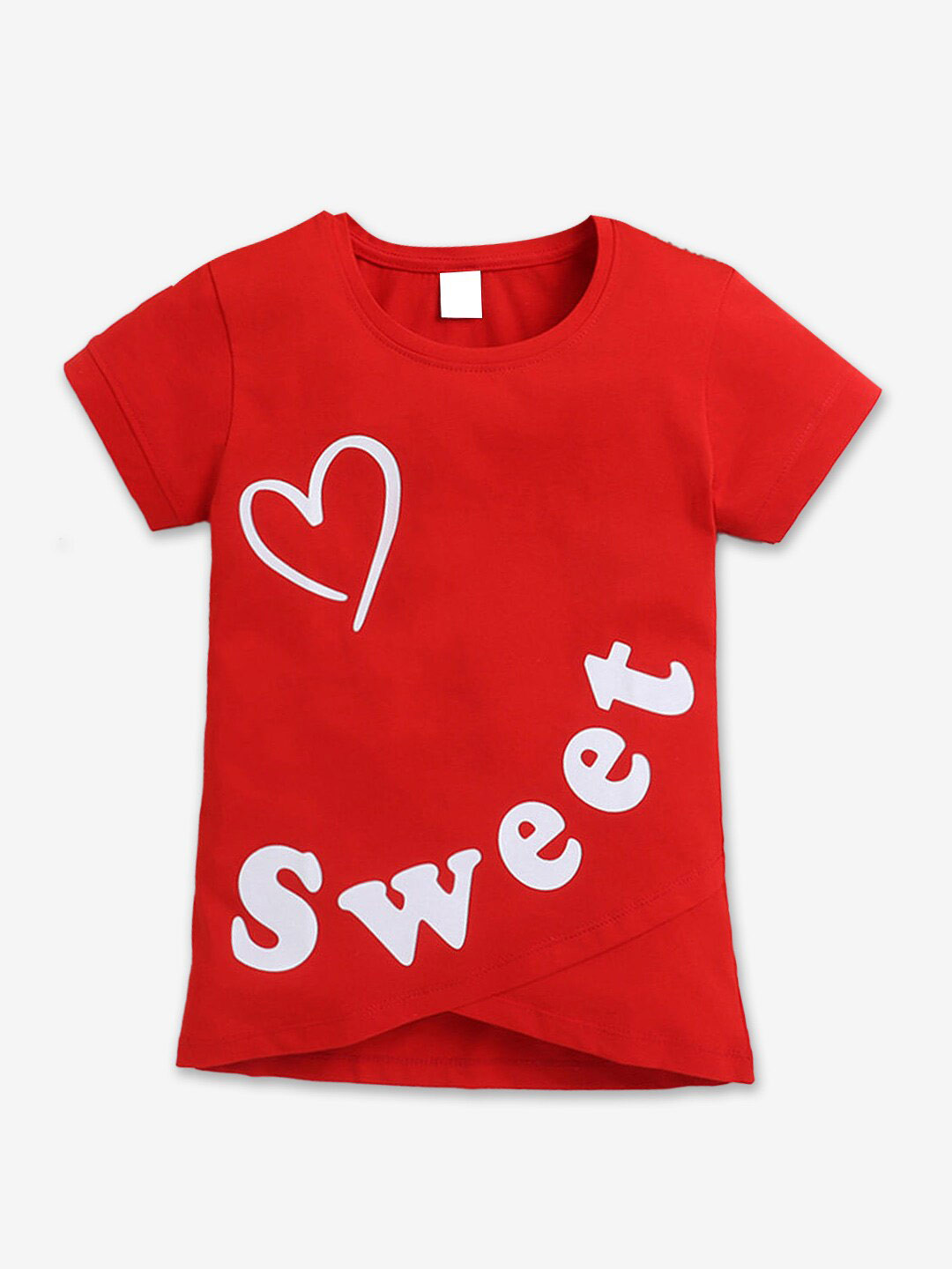 

Hopscotch Girls Typography Printed Cotton T-Shirt, Red