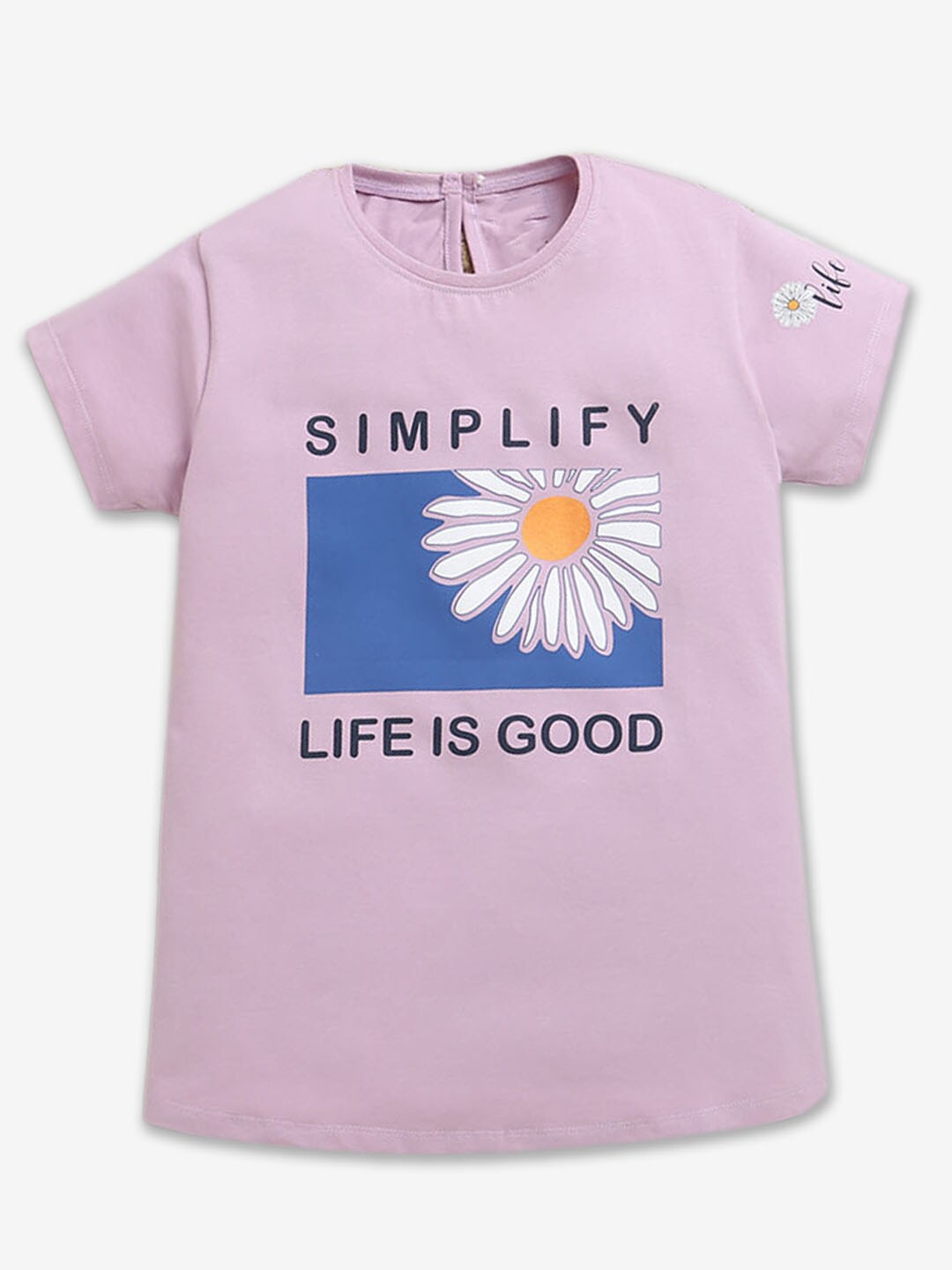 

Hopscotch Girls Typography Printed Round Neck Cotton T-shirt, Lavender