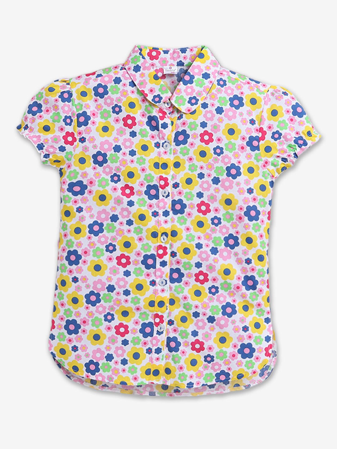 

Hopscotch Girls Floral Printed Spread Collar Classic Cotton Casual Shirt, Yellow