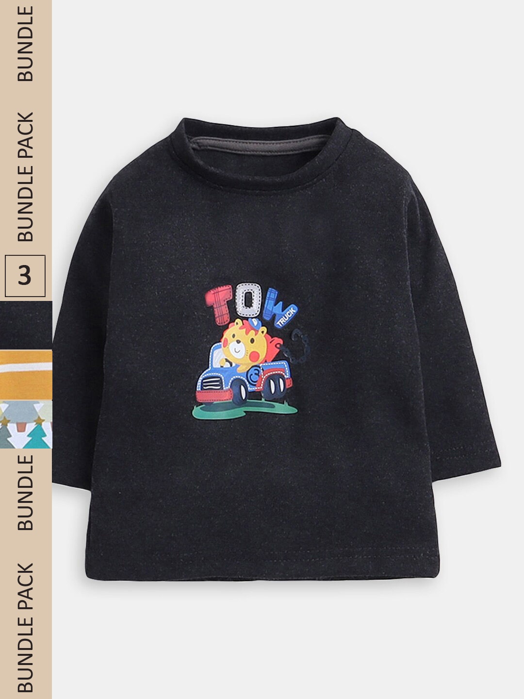 

Hopscotch Boys Pack Of 3 Printed Cotton T-Shirt, Black