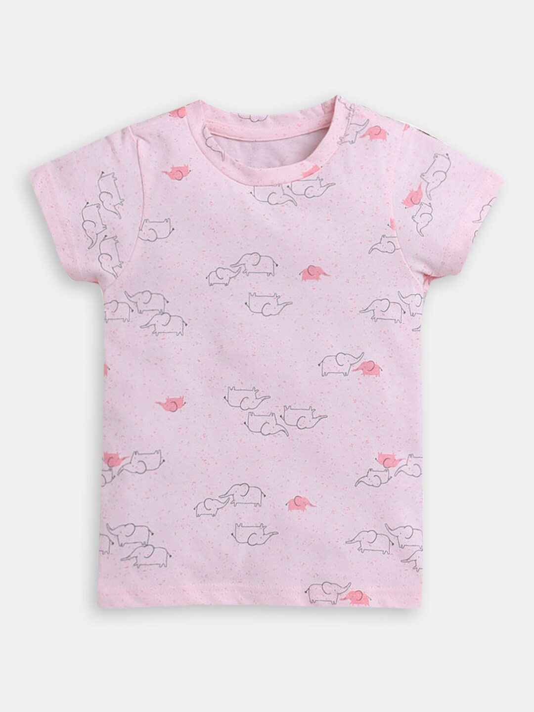 

Hopscotch Girls Graphic Printed Round Neck Cotton T-shirt, Pink