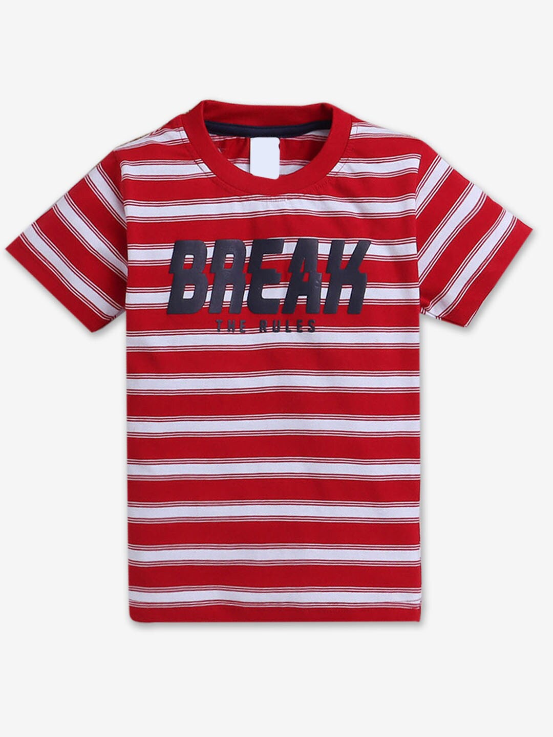 

Hopscotch Boys Striped Round Neck Cotton T-shirt, Red
