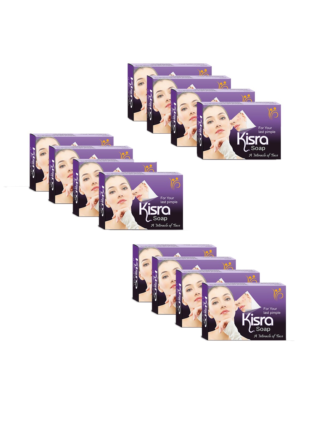 

KISRA Set of 12 Premium Pimple Care Soaps for Acne Prone Skin - 75 g Each, Blue