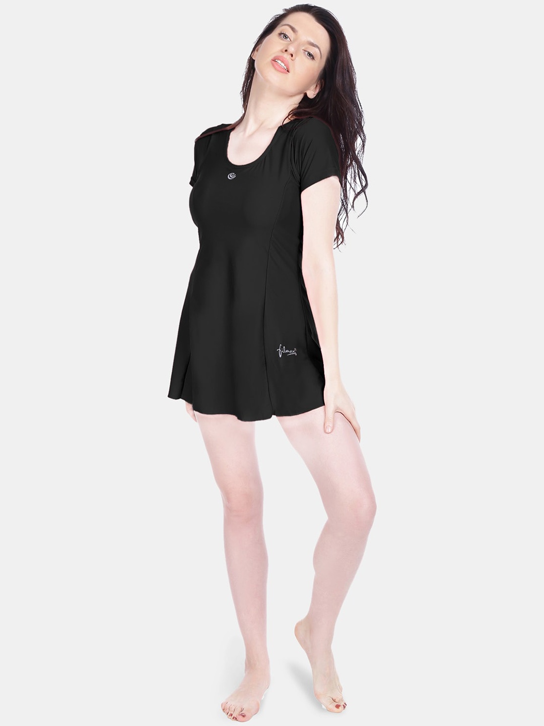 

FILMAX ORIGINALS Round Neck Short Sleeves Swimming Dress, Black