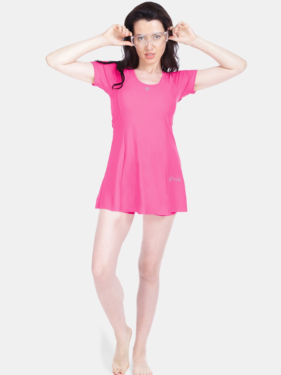 

FILMAX ORIGINALS Round Neck Short Sleeves Swimming Dress, Pink