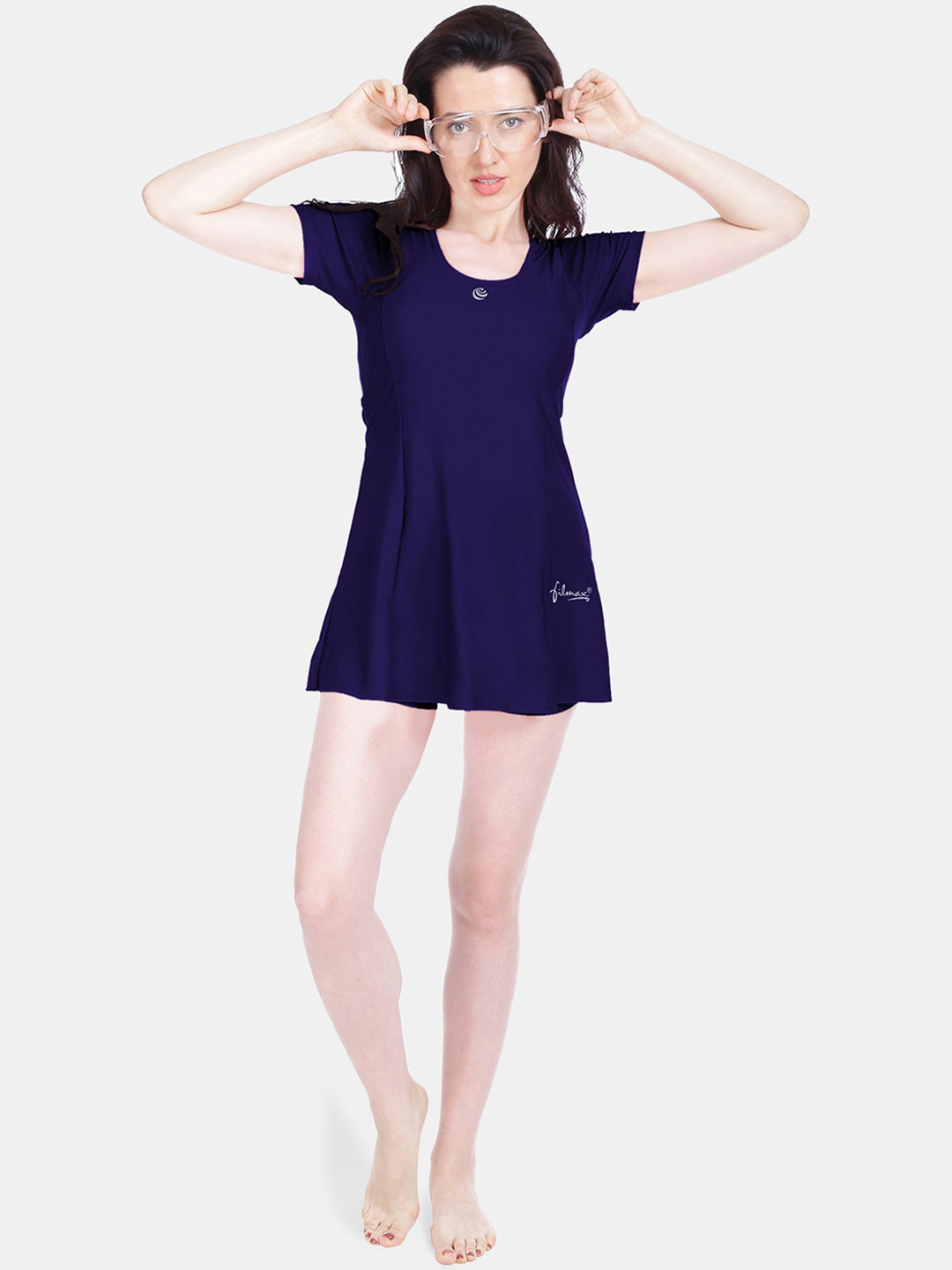 

FILMAX ORIGINALS Medium Coverage Quick Dry Swimming Dress, Navy blue