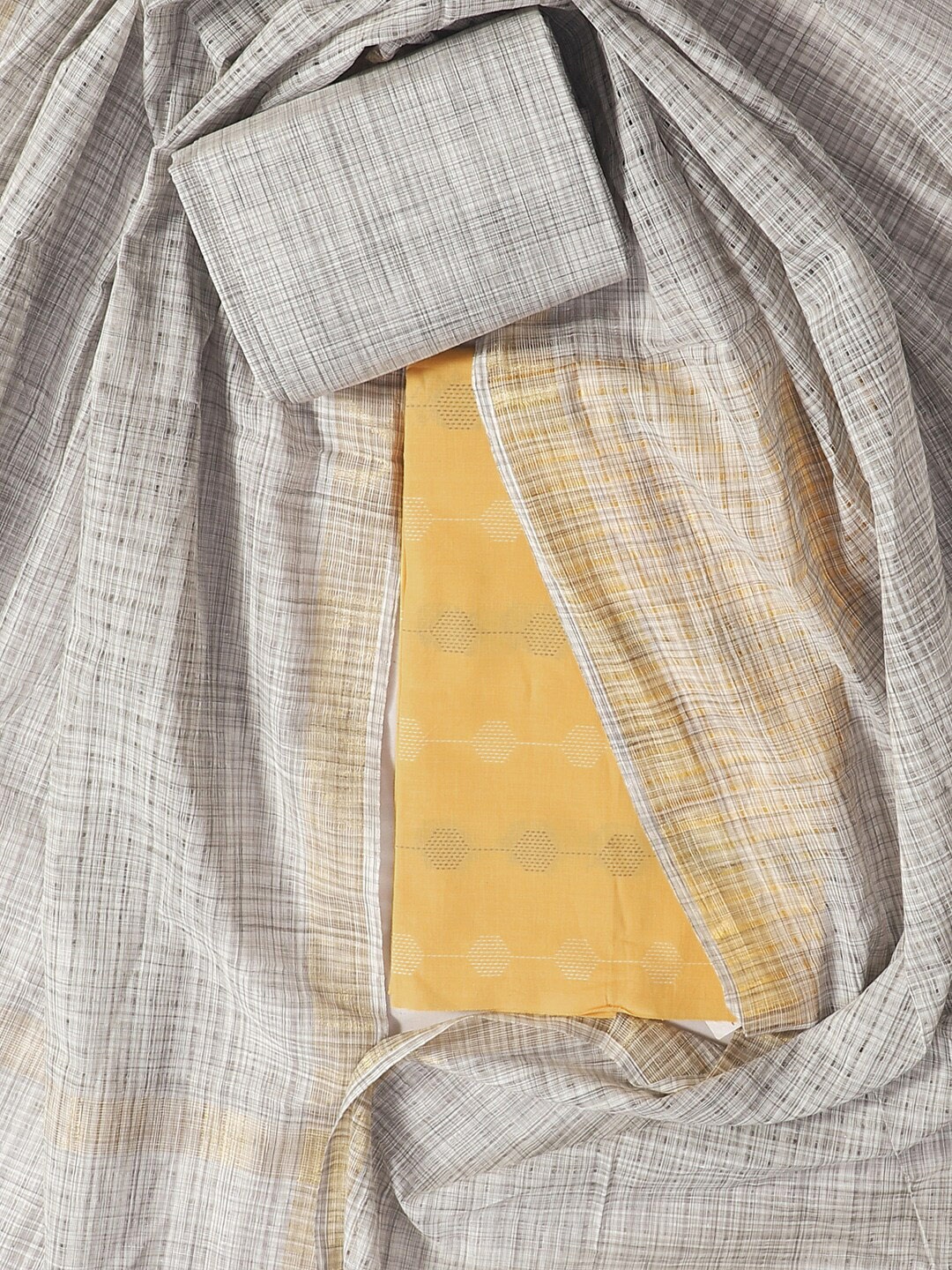 

SALWAR STUDIO Geometric Printed Pure Cotton Unstitched Dress Material, Yellow