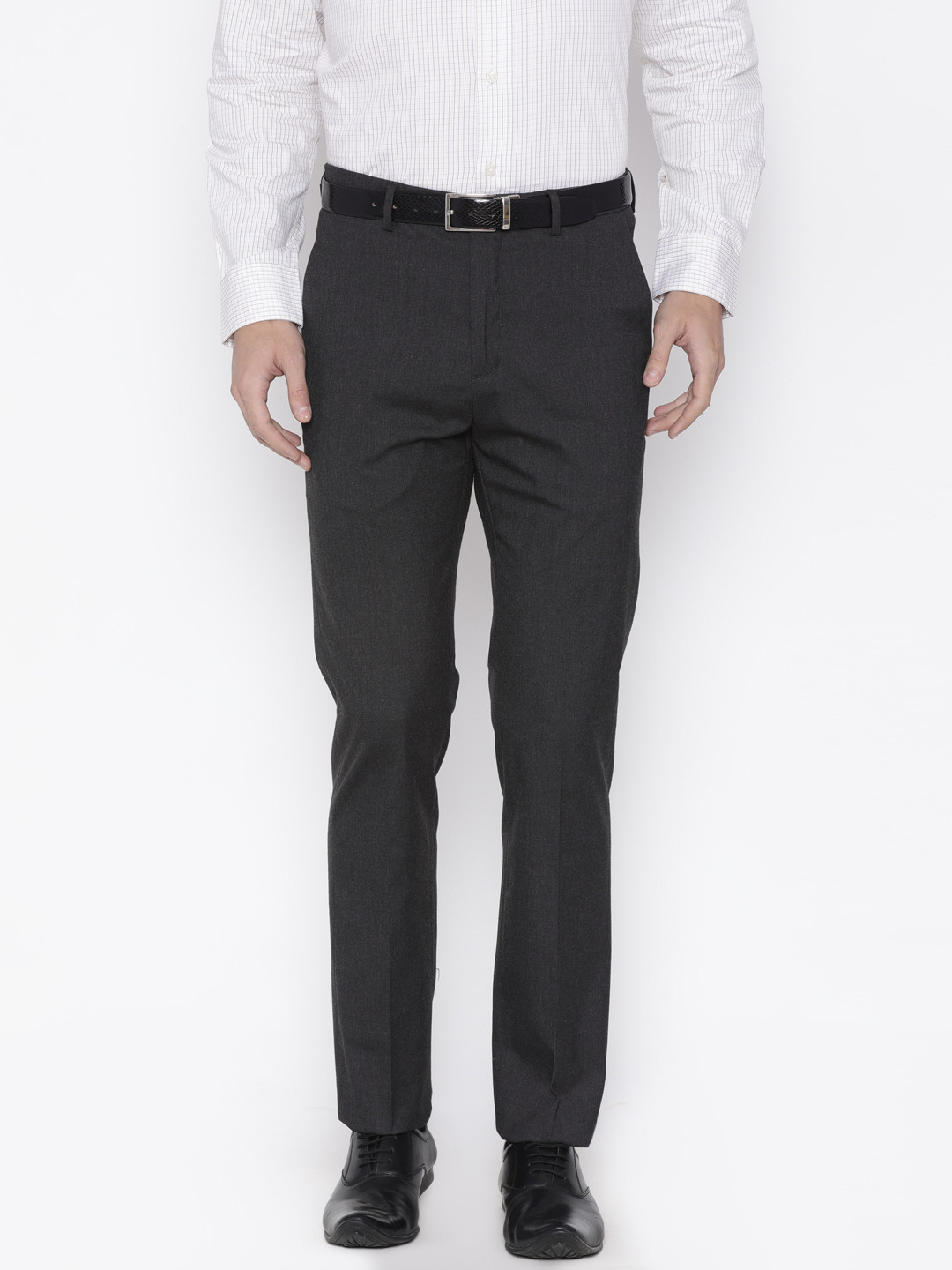 

Arrow New York Men Charcoal Grey Tapered Fit Solid Formal Trousers
