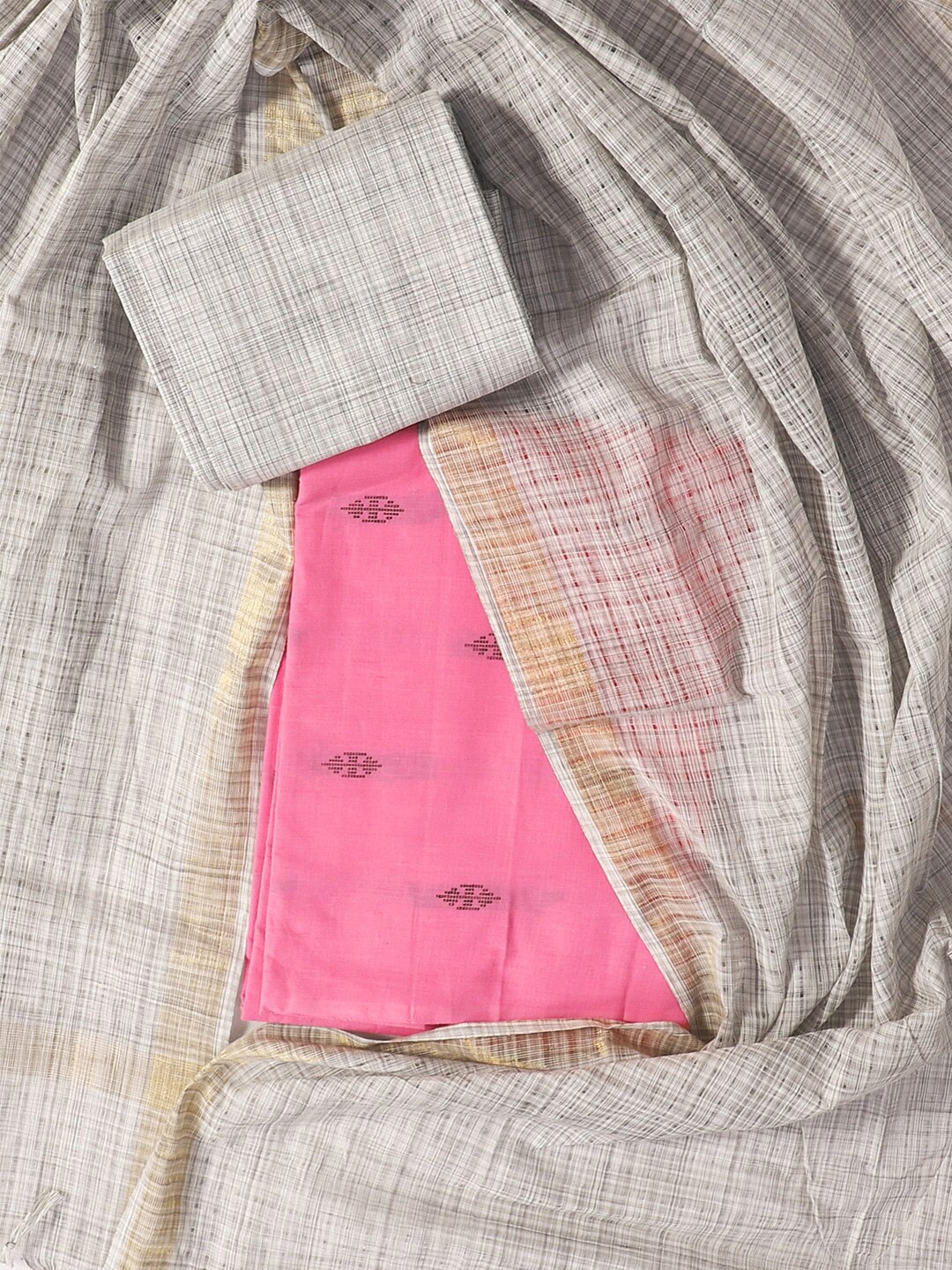 

SALWAR STUDIO Printed Pure Cotton Unstitched Dress Material, Pink