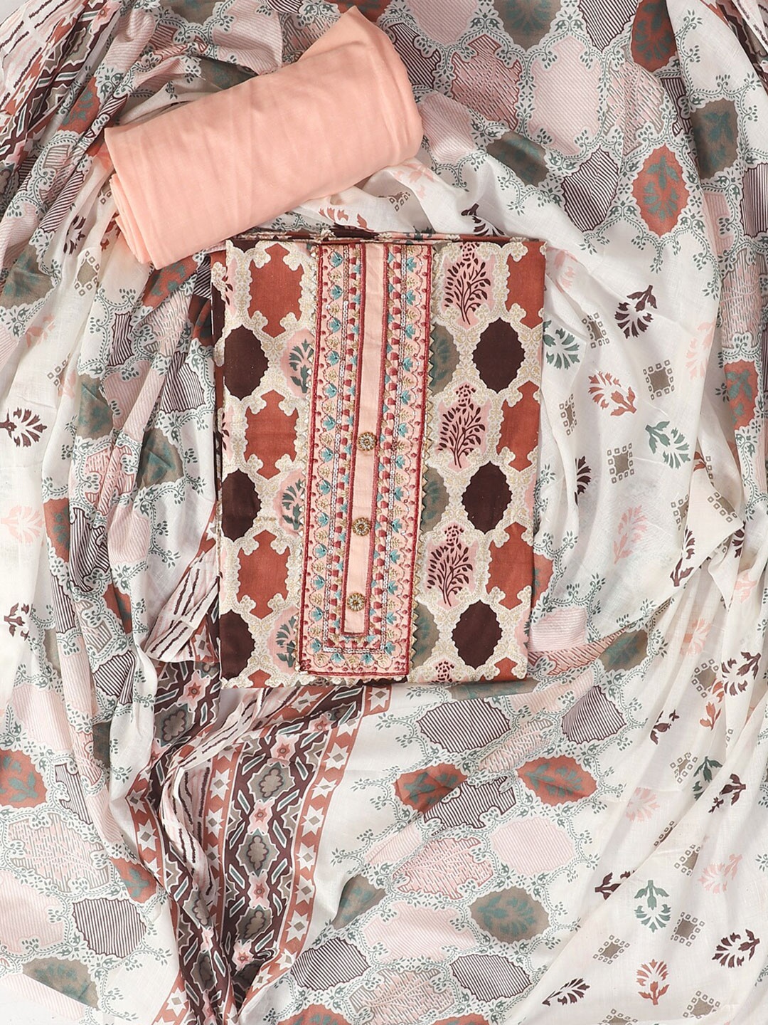 

SALWAR STUDIO Embroidered Pure Cotton Unstitched Dress Material, Pink
