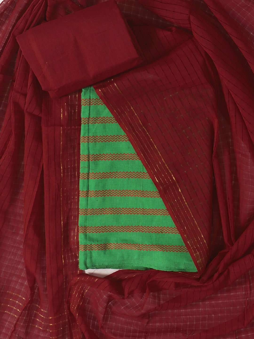 

SALWAR STUDIO Printed Pure Cotton Unstitched Dress Material, Green