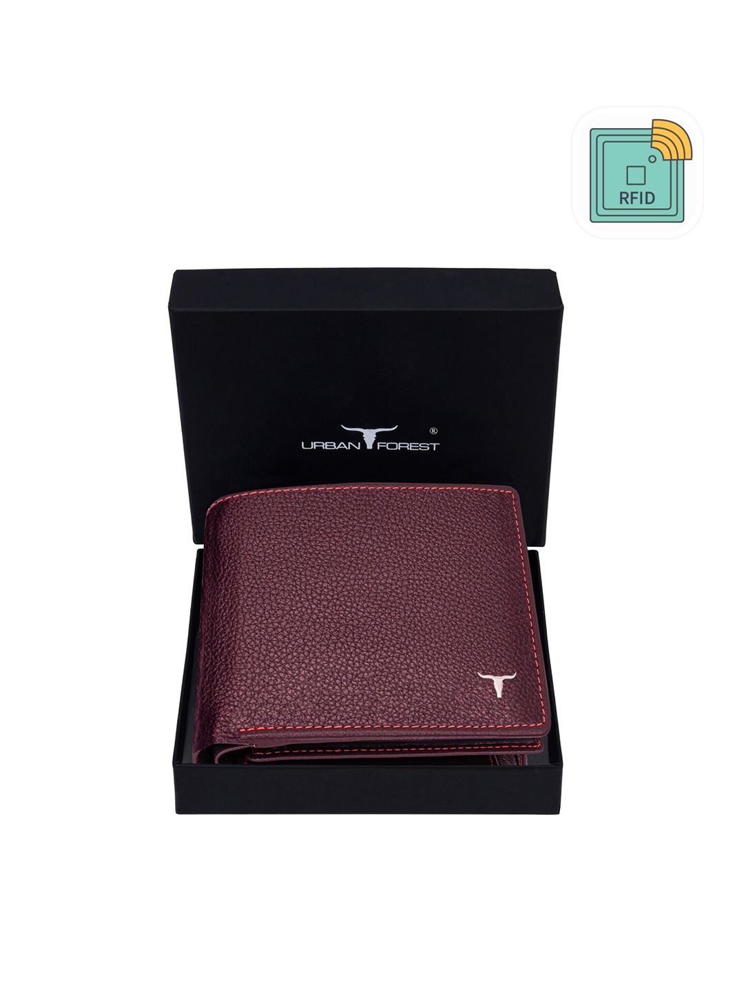 

URBAN FOREST Men Leather RFID Two Fold Wallet, Brown