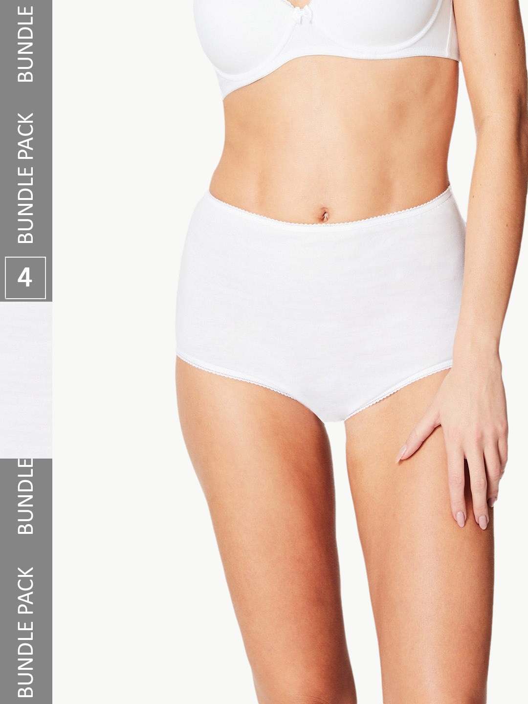 

Marks & Spencer Pack Of 4 High-Rise Knitted Pure Cotton Basic Briefs, White