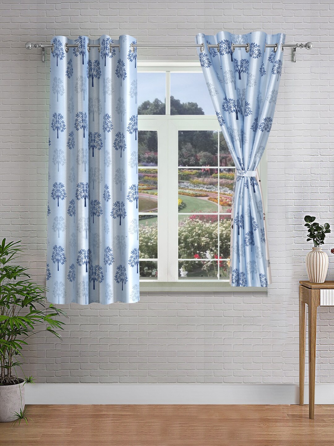 

Cortina Blue & Silver-Toned 2 Pieces Printed Window Curtains