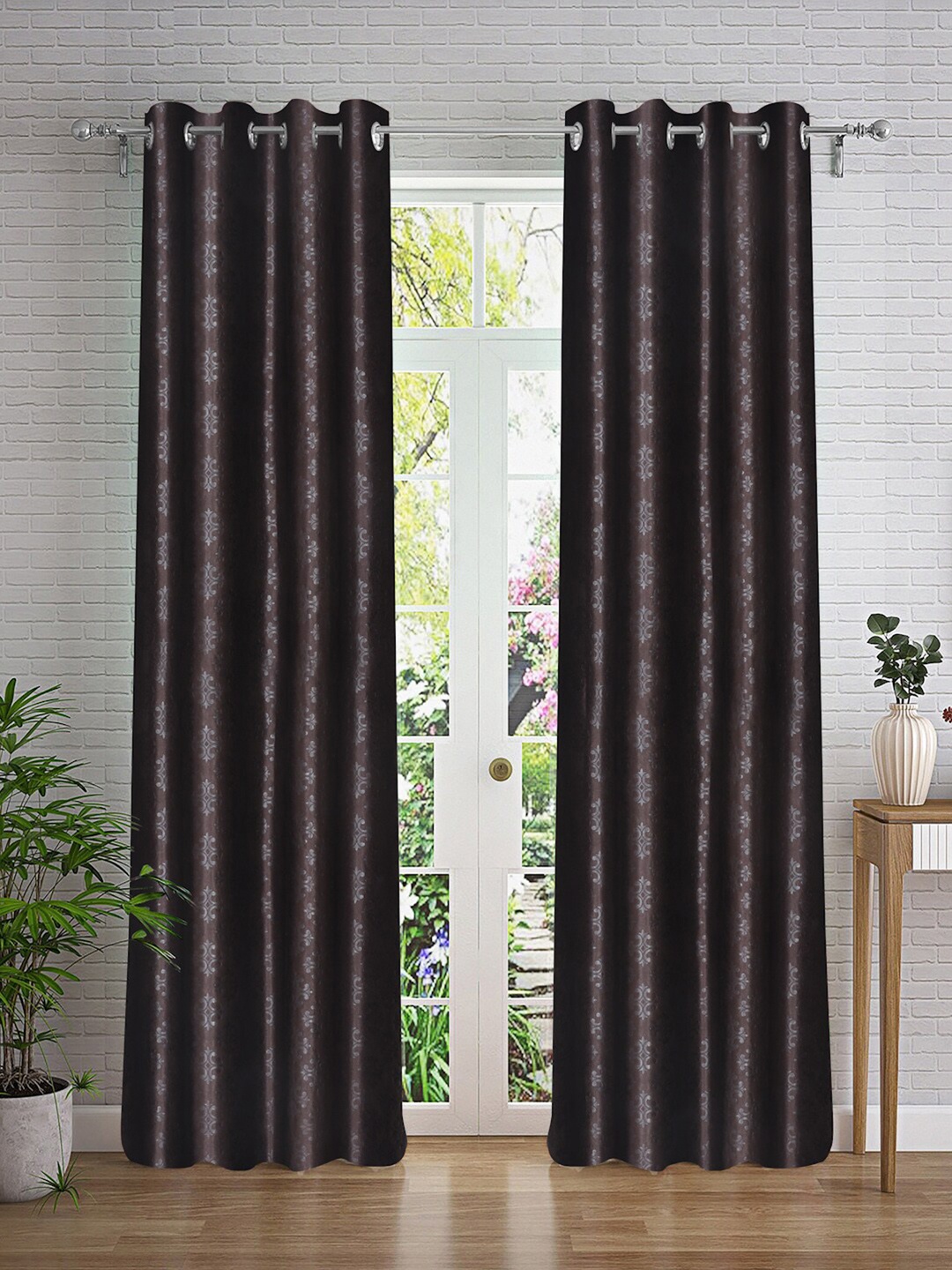 

Cortina Brown & Silver-Toned 2 Pieces Ethnic Motifs Printed Long Door Curtains