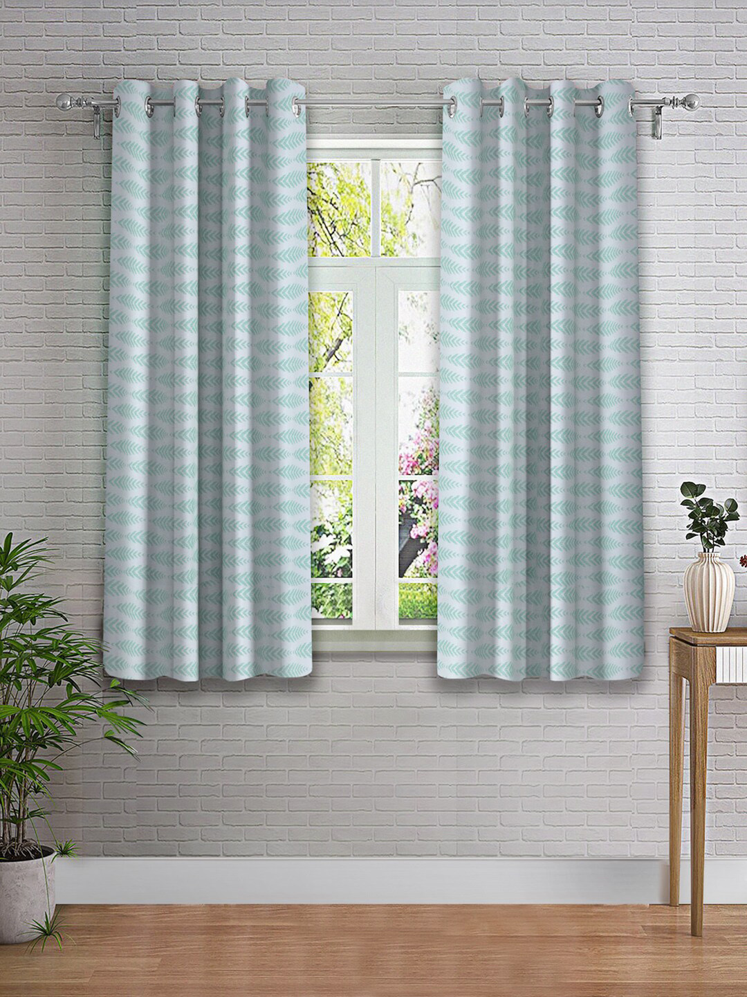 

Cortina Blue & White 2 Pieces Printed Window Curtains