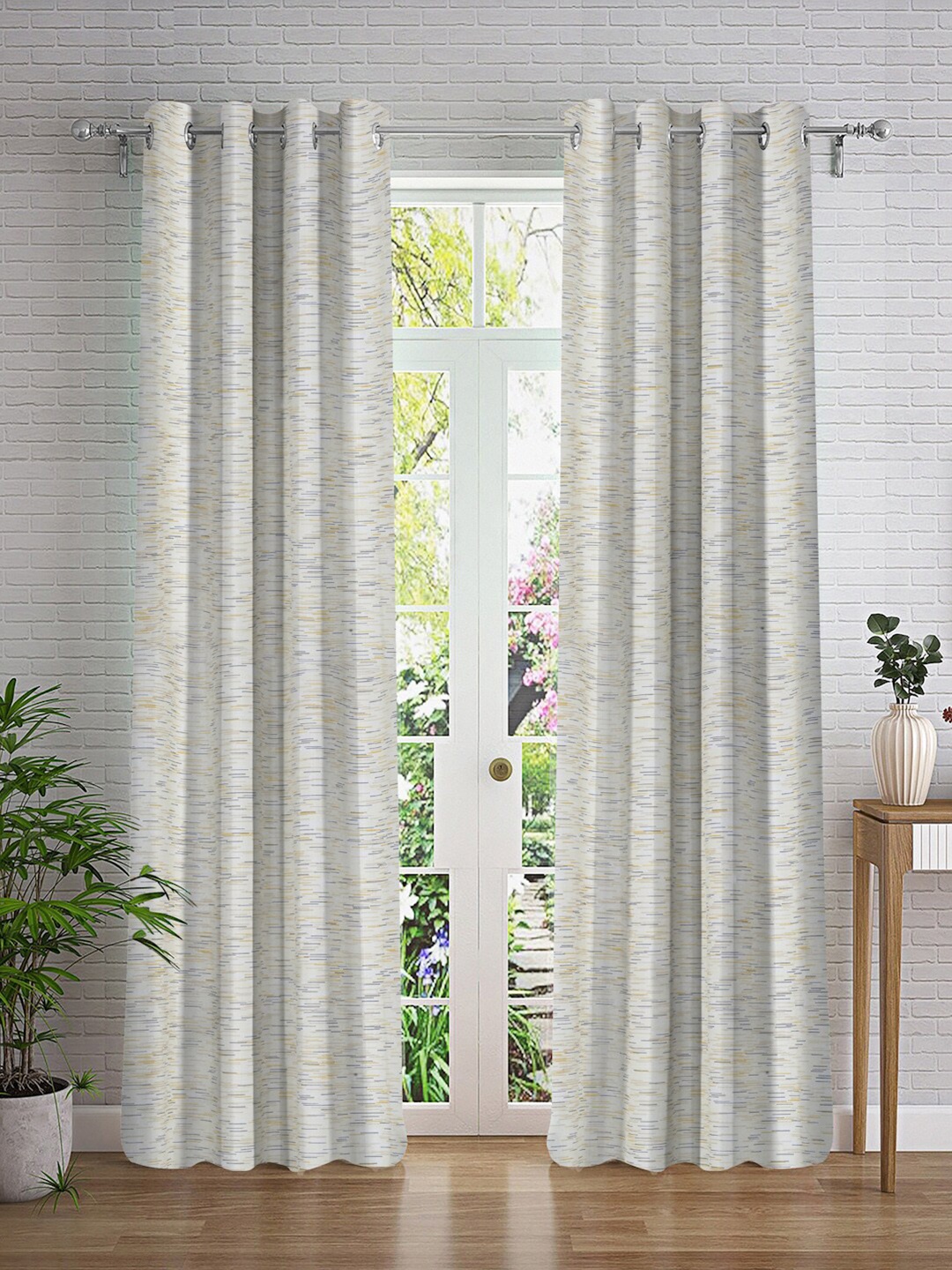 

Cortina White & Mustard 2 Pieces Abstract Printed Door Curtains