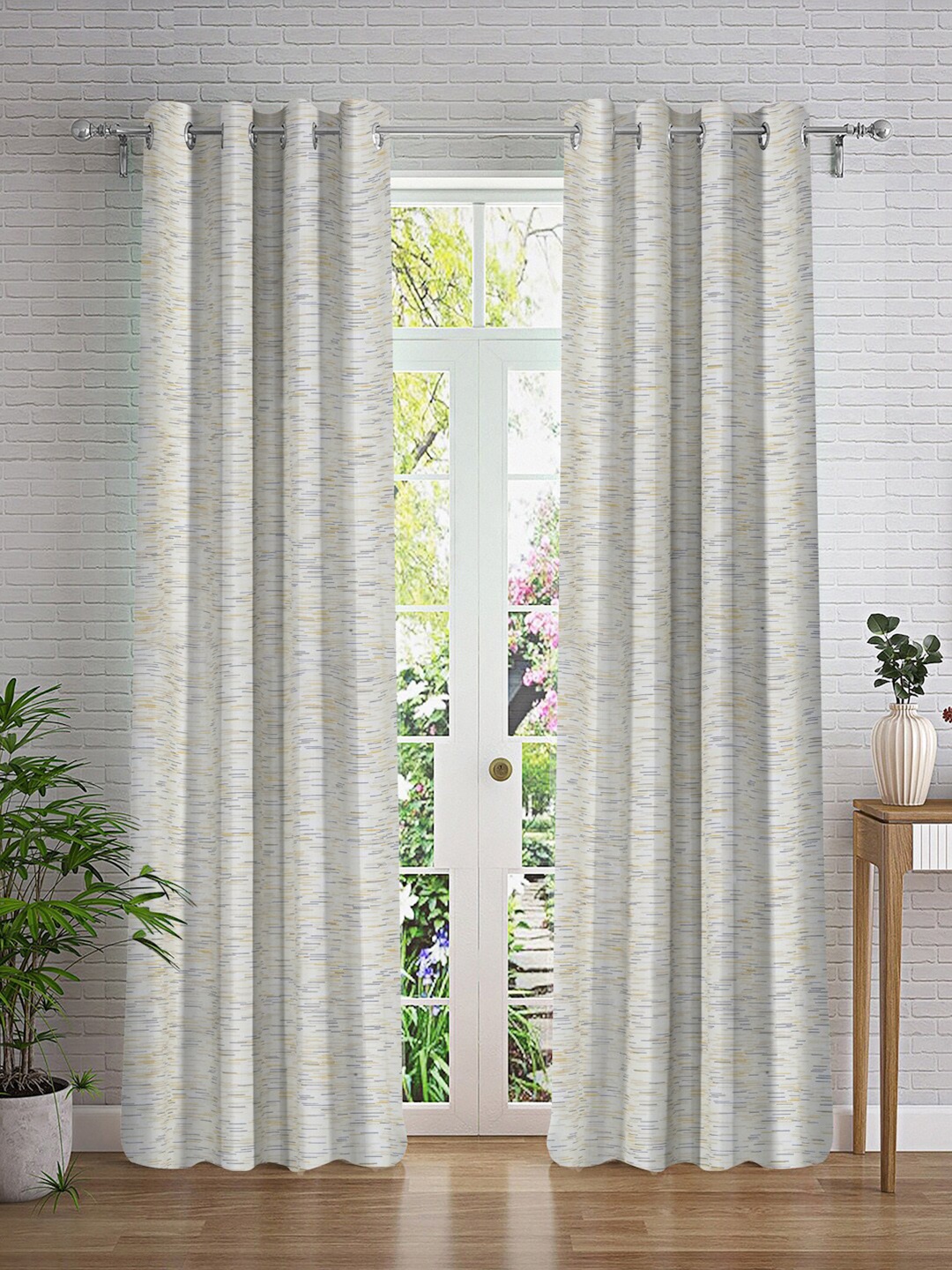 

Cortina White & Mustard 2 Pieces Printed Long Door Curtain