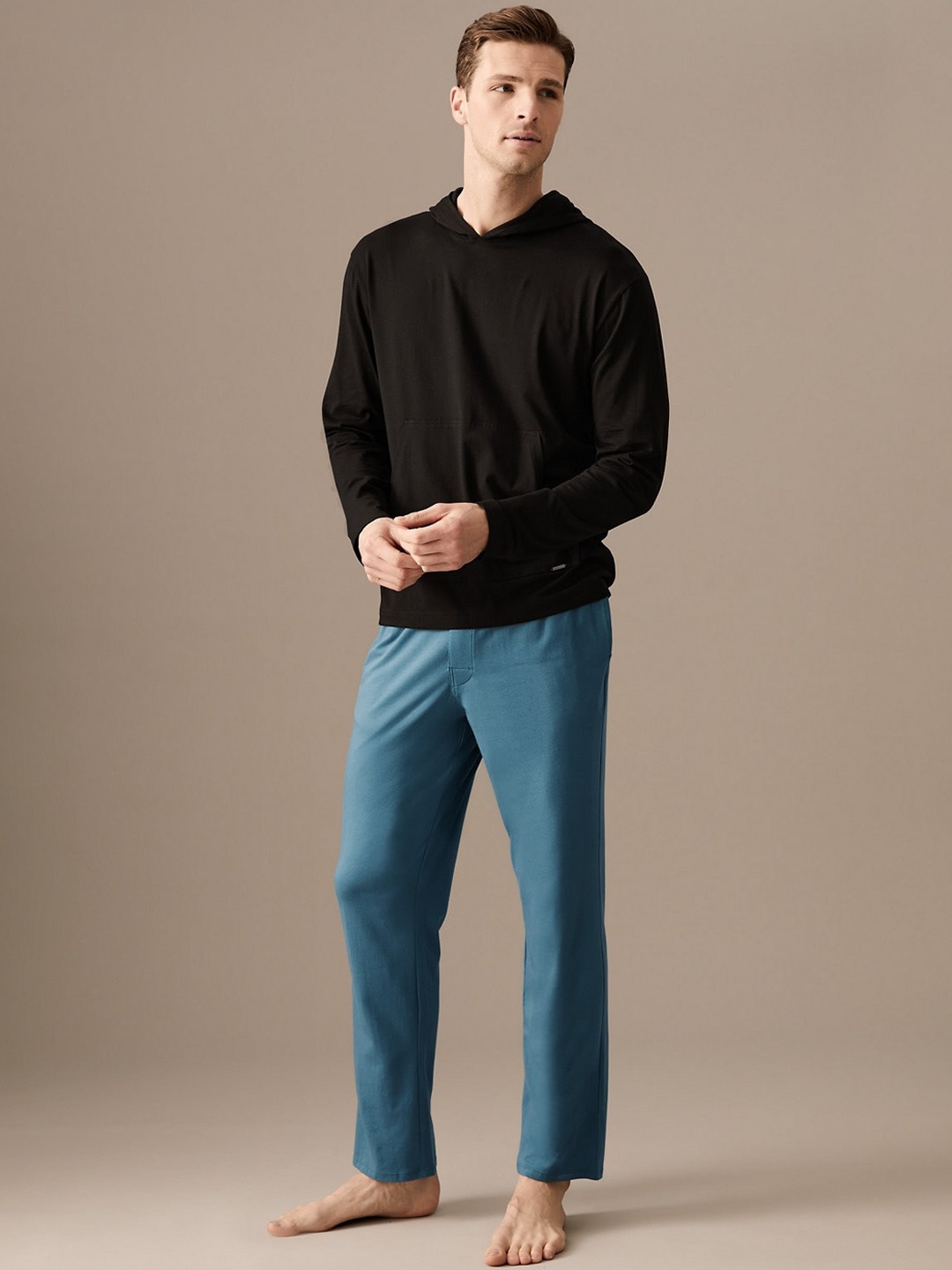 

Marks & Spencer Men Relaxed-Fit Straight Leg Lounge Pants, Turquoise blue