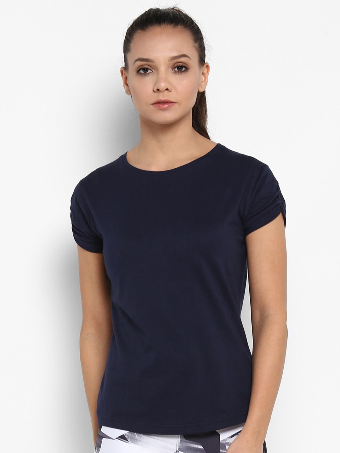 

appulse Round Neck Slim Fit Cotton T-shirt, Navy blue