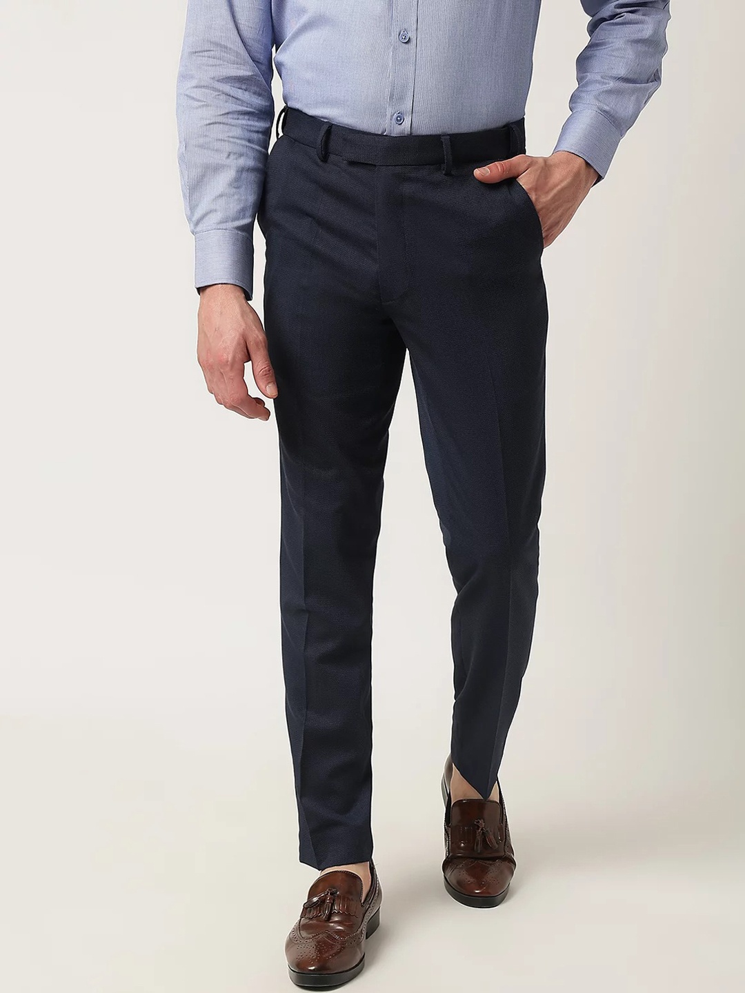 

Marks & Spencer Men Regular Fit Formal Trousers, Navy blue