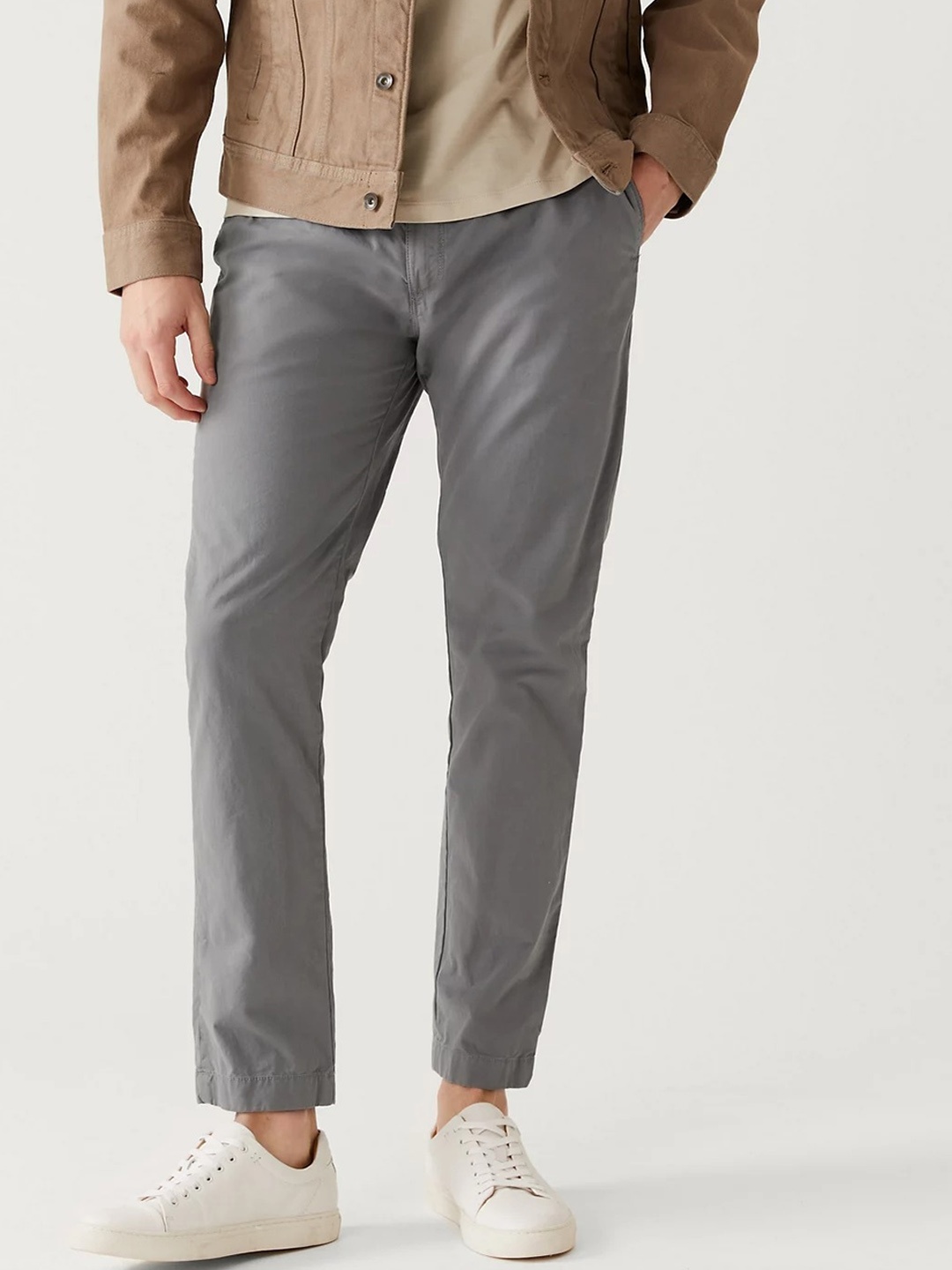 

Marks & Spencer Men Regular Fit Casual Trousers, Grey