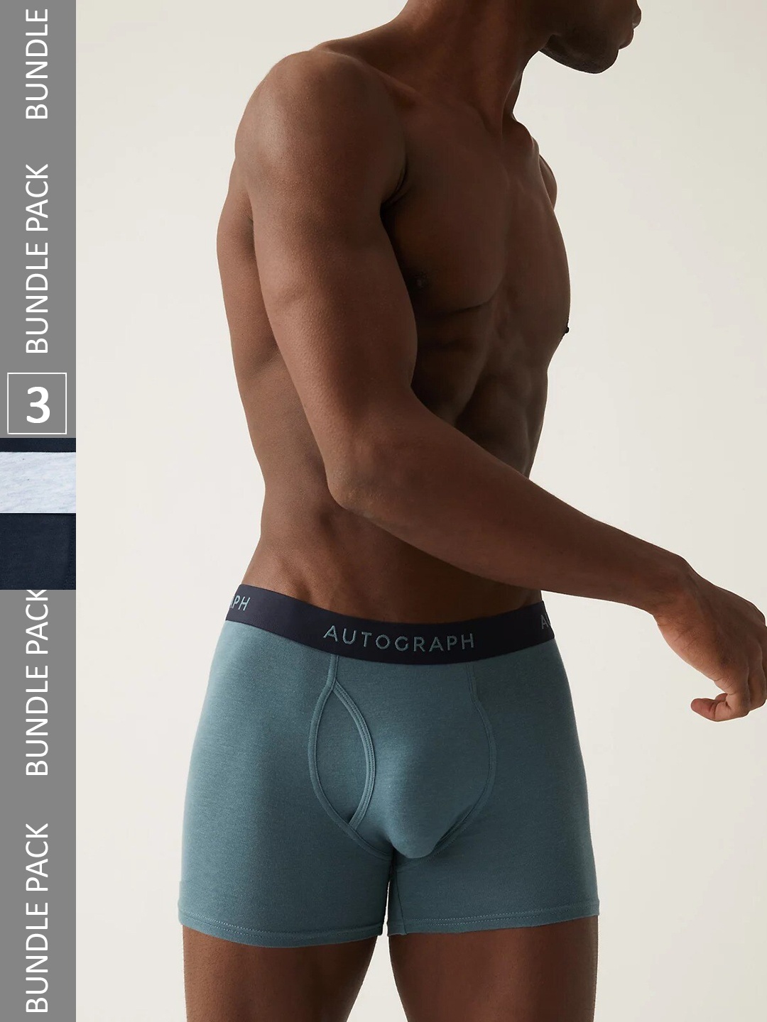 

Marks & Spencer Men Pack Of 3 Outer Elastic Trunks, Teal