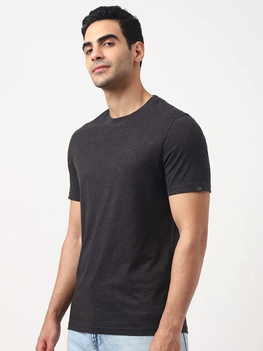 

Marks & Spencer Round Neck Cotton T-shirt, Grey