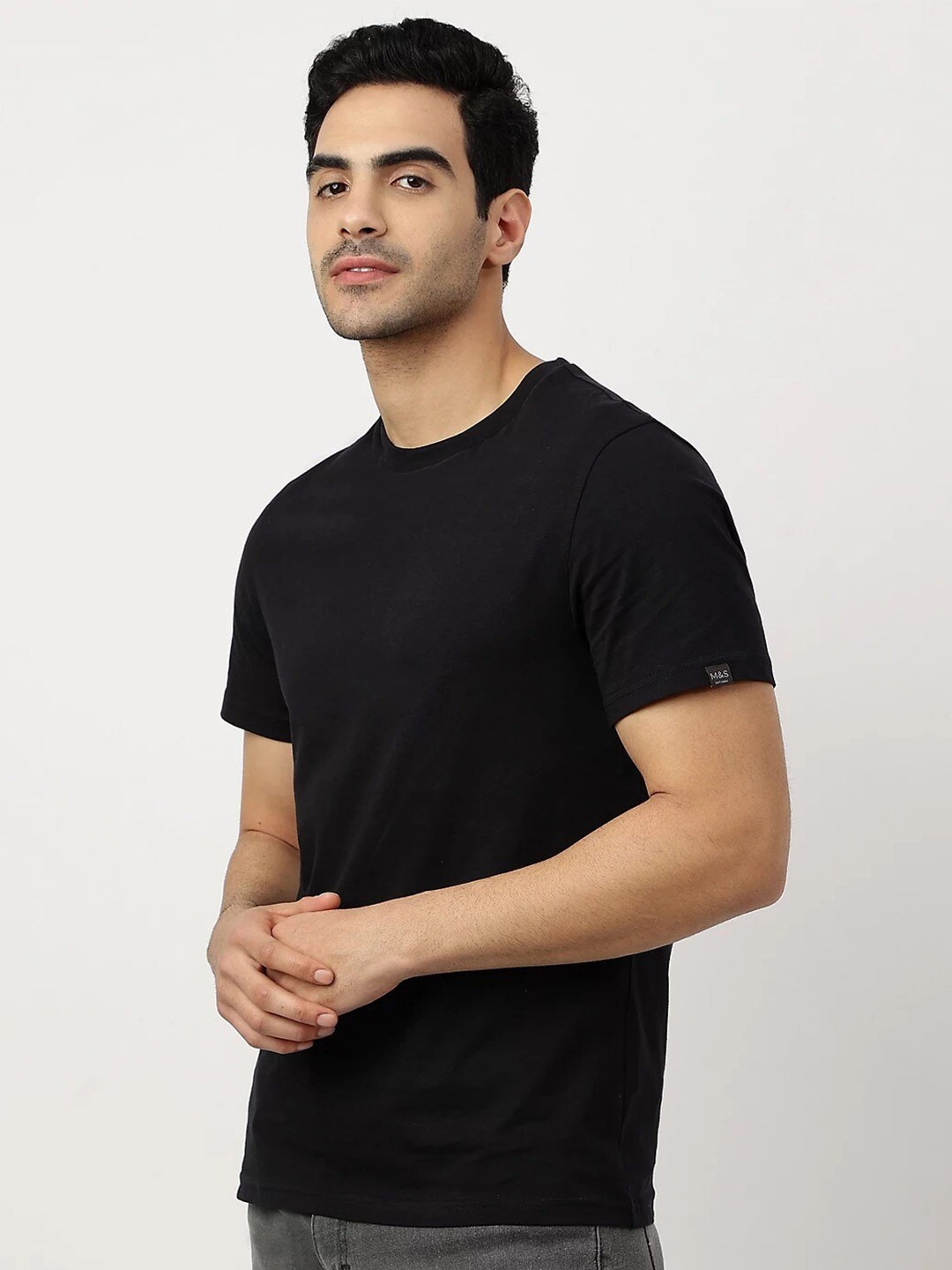 

Marks & Spencer Round Neck Cotton T-shirt, Black