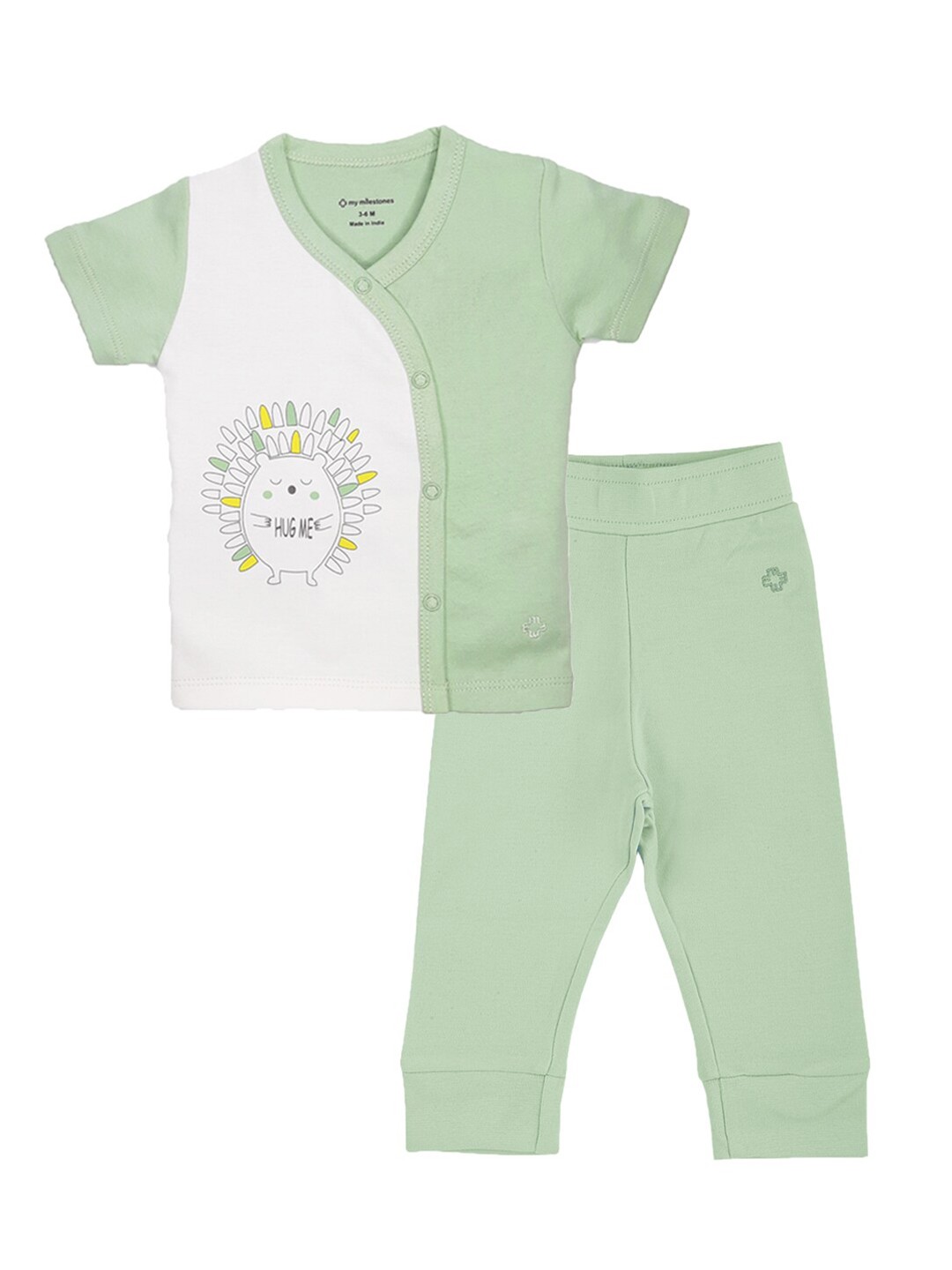 

My Milestones Infant Boys Printed Pure Cotton T-shirt with Pyjamas, Green