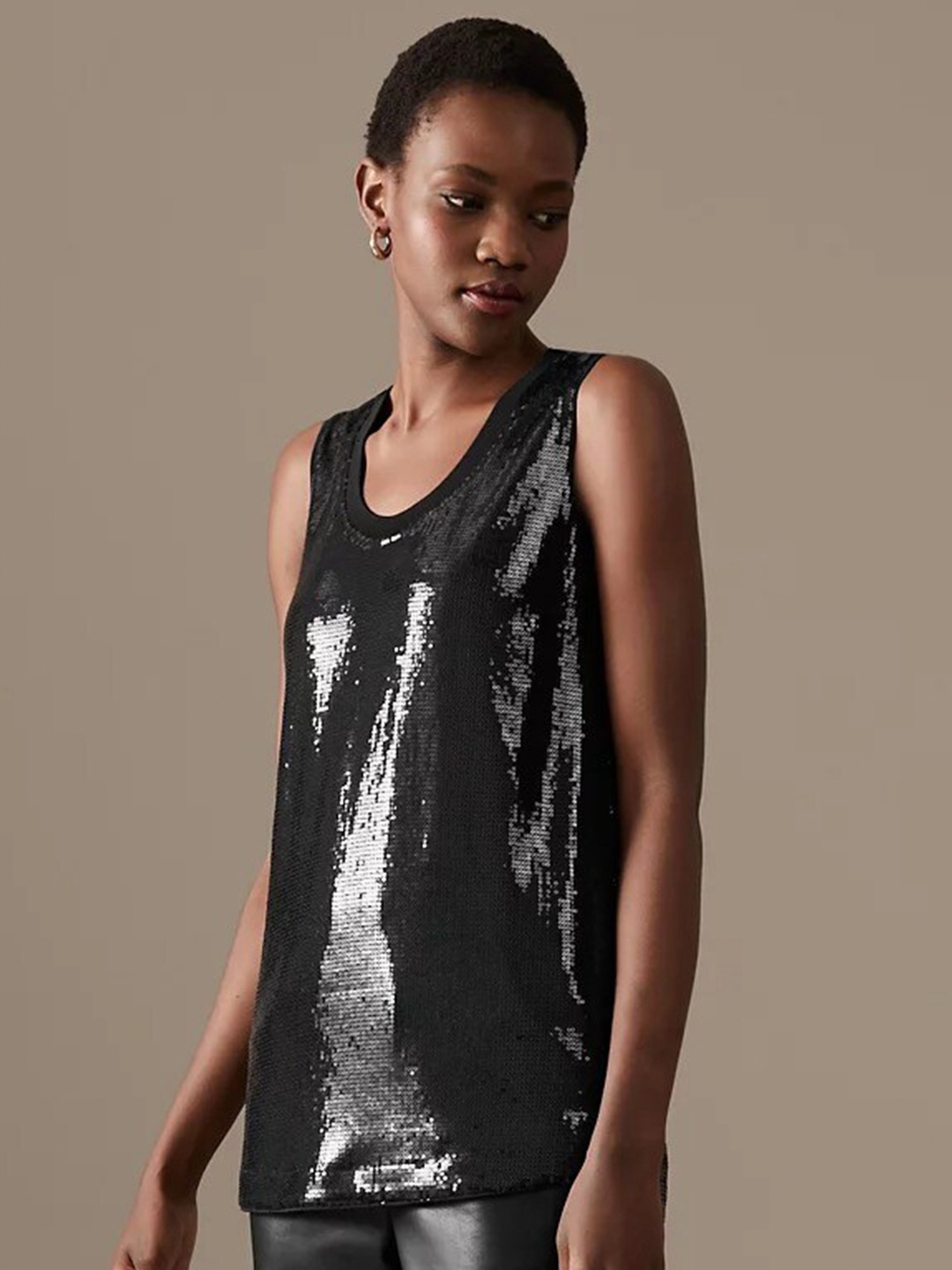

Marks & Spencer Sequined Tank Top, Black