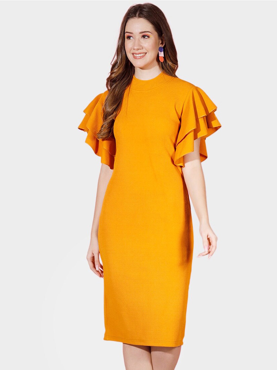 

BUY NEW TREND Flutter Sleeve Sheath Dress, Yellow