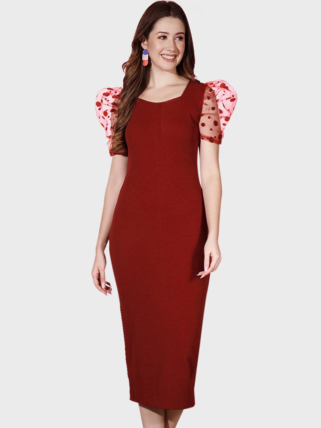 

BUY NEW TREND Sheath Midi Dress, Maroon