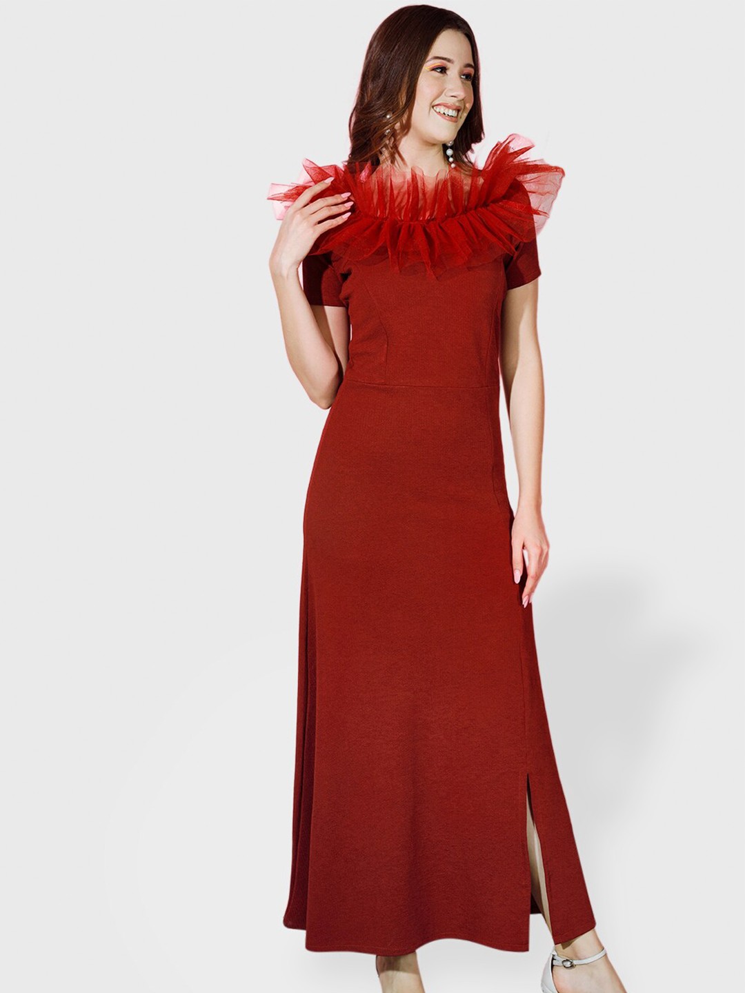 

BUY NEW TREND Off Shoulder Maxi Dress, Maroon
