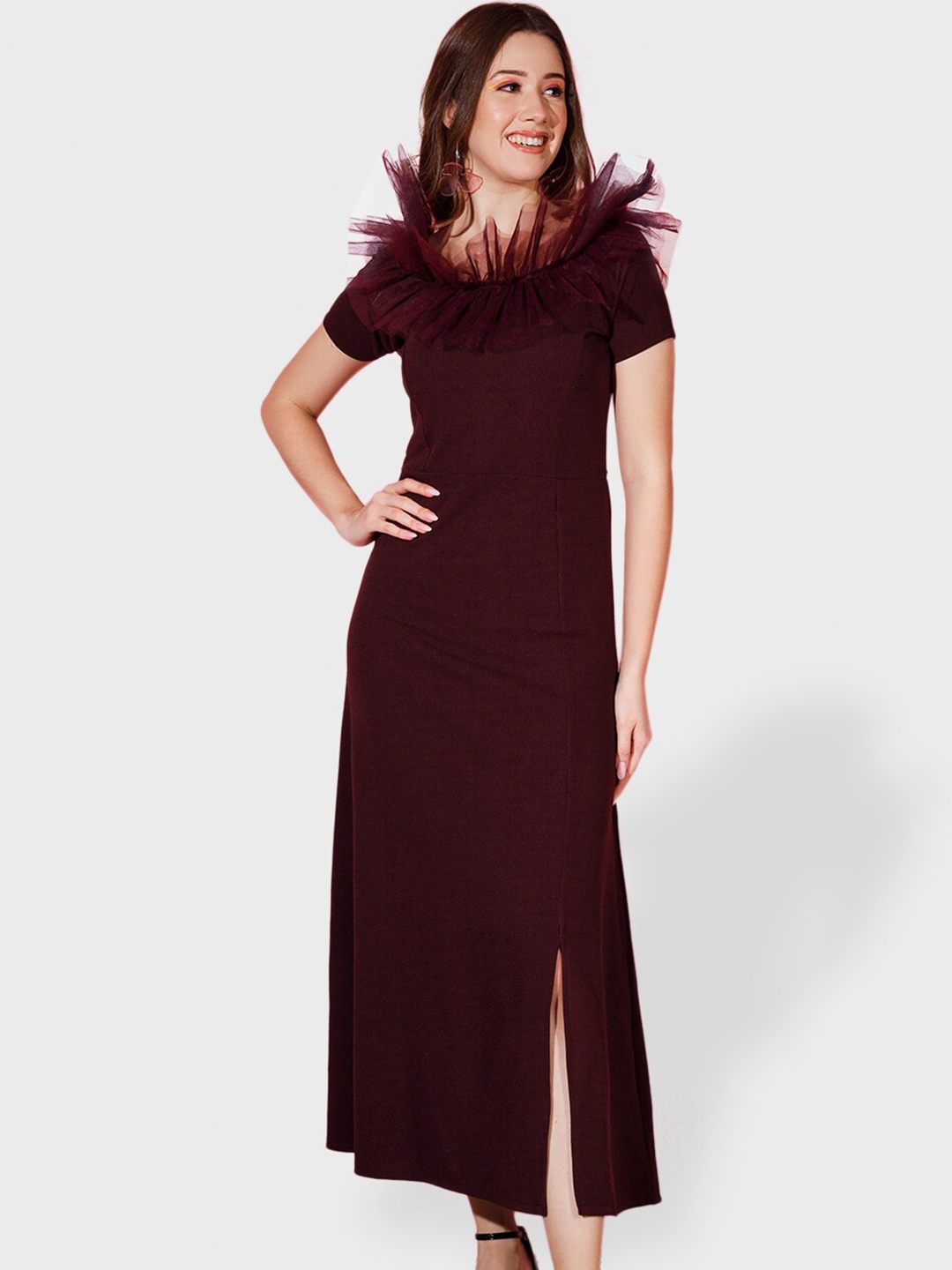 

BUY NEW TREND Off-Shoulder A-Line Maxi Dress, Burgundy