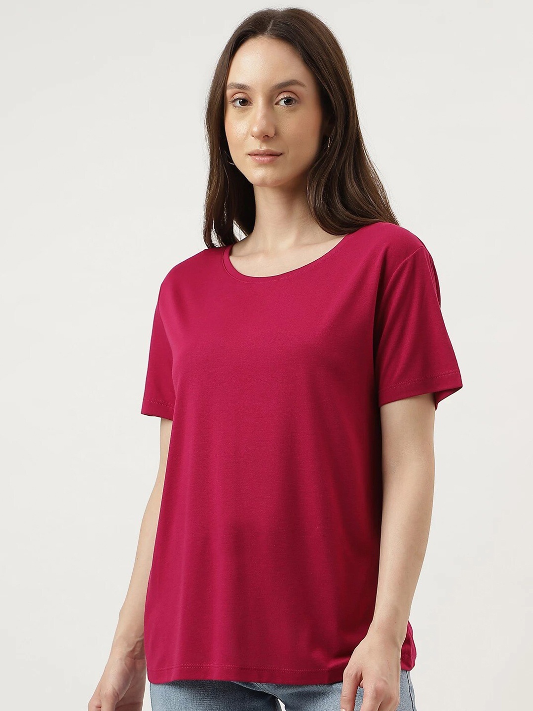 

Marks & Spencer Round Neck Relaxed Fit T-shirt, Maroon