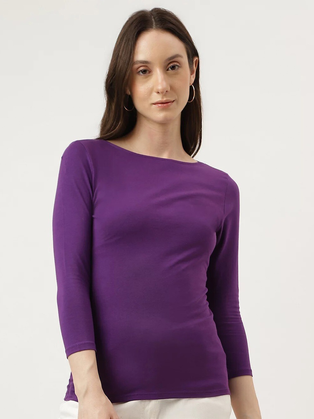 

Marks & Spencer Boat Neck T-shirt, Purple