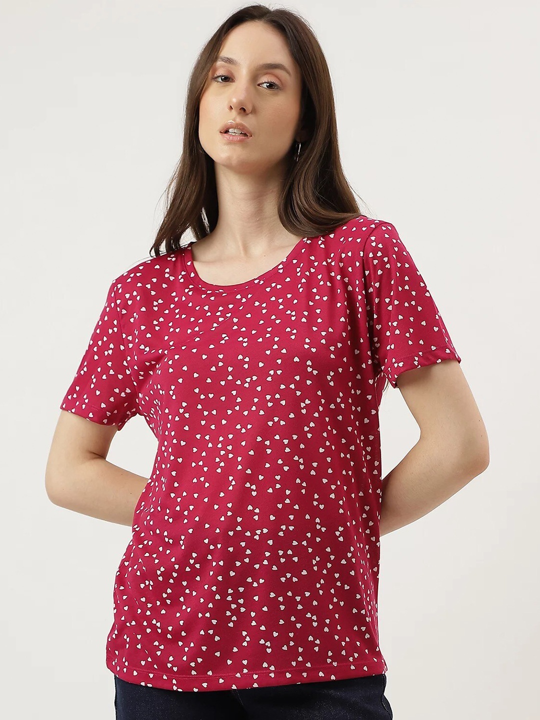 

Marks & Spencer Conversational Printed Round Neck T-shirt, Maroon