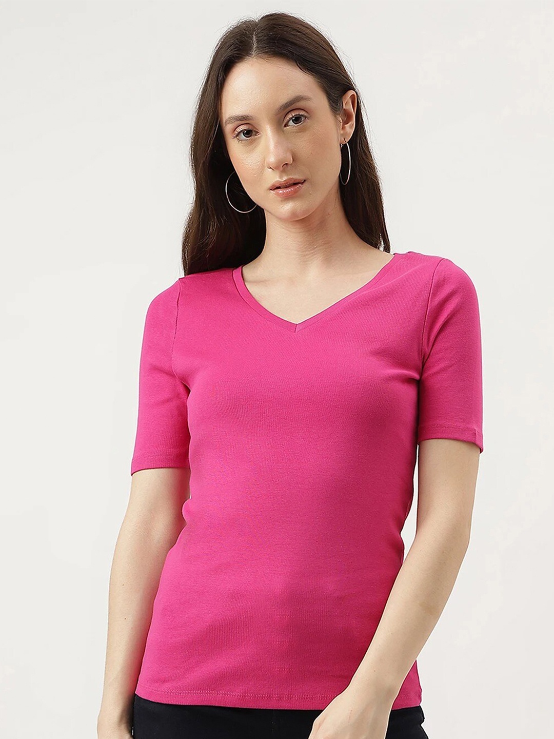 

Marks & Spencer V-Neck Cotton T-shirt, Pink